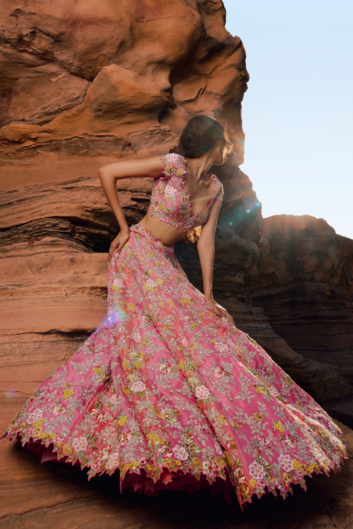 Coral Utsa Lehenga Set