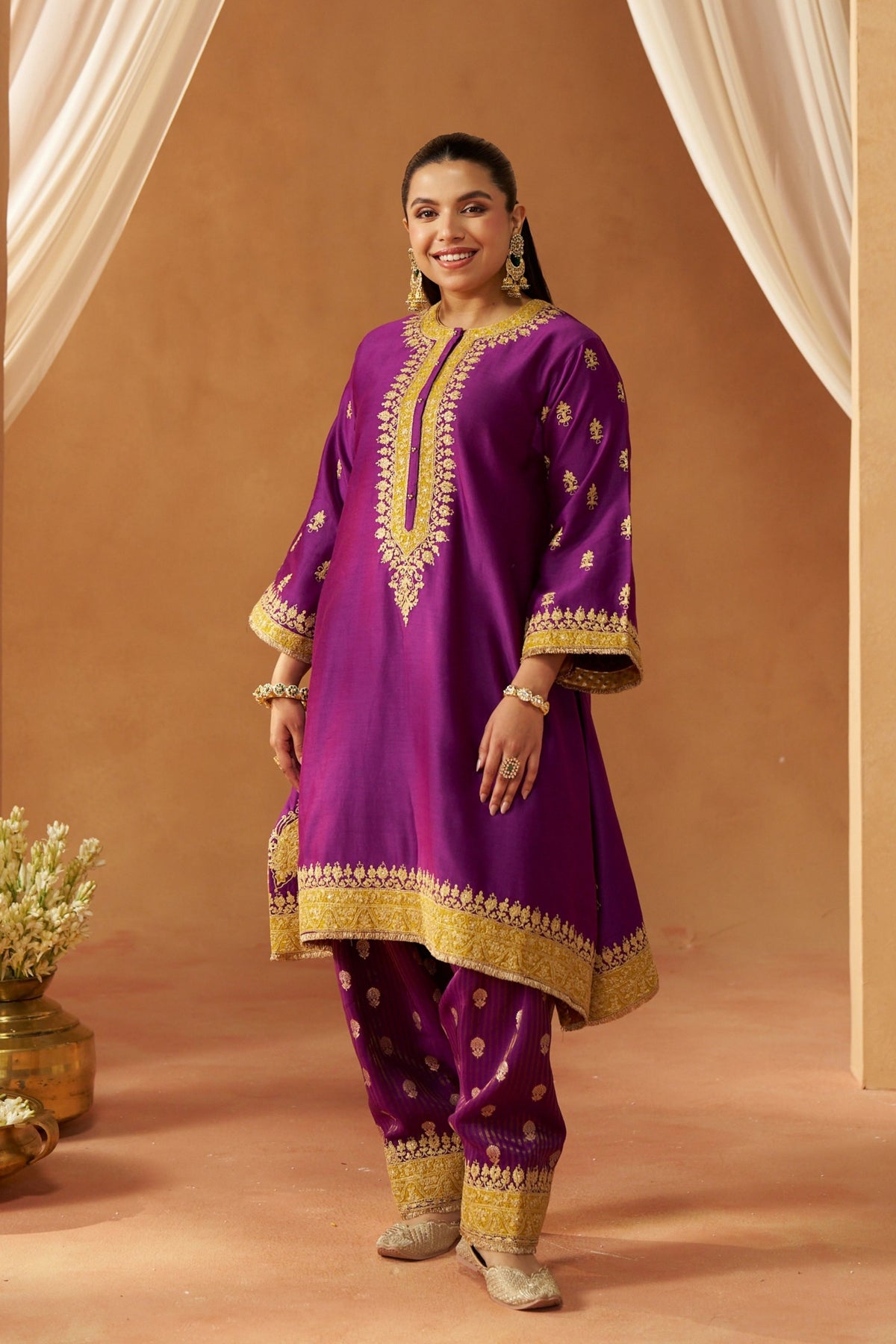 Zeenal Deep Purple A-Line Kurta Set