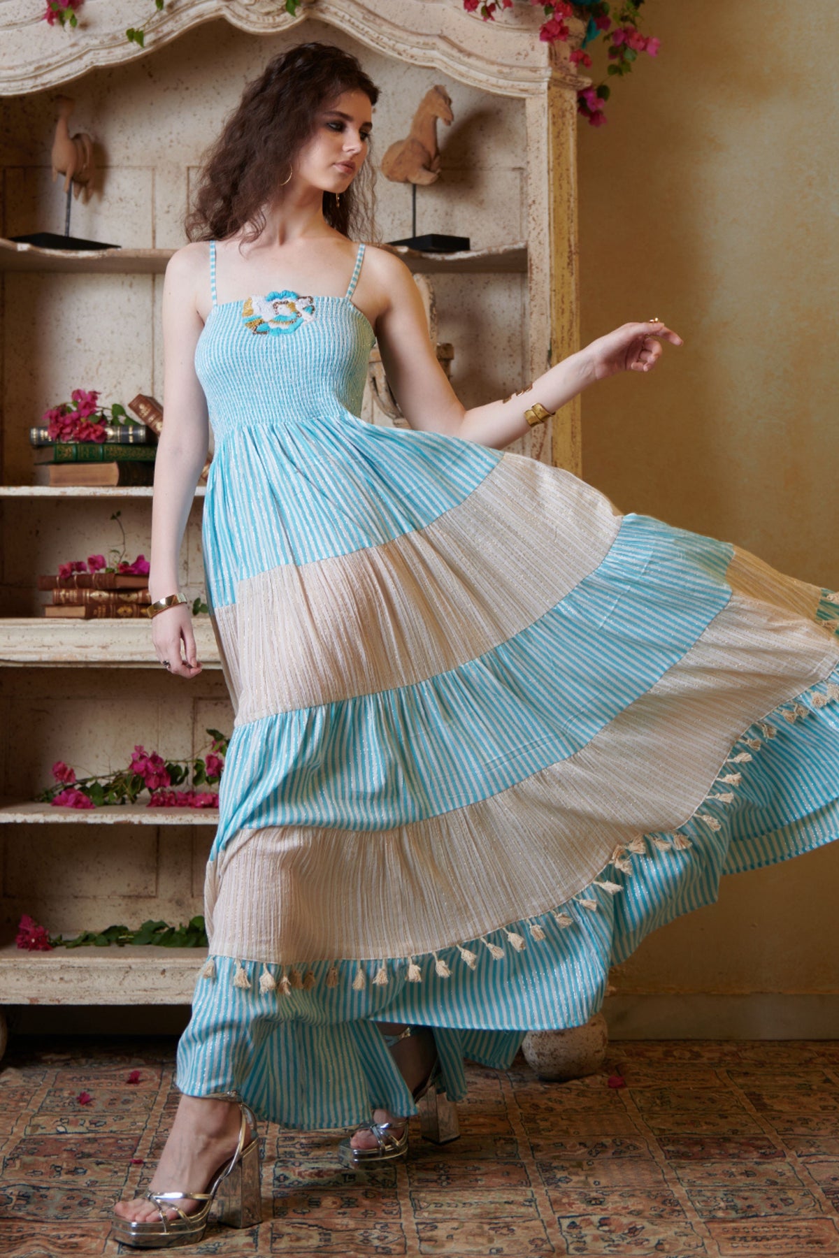Pastel Smocking Tier Maxi Dress