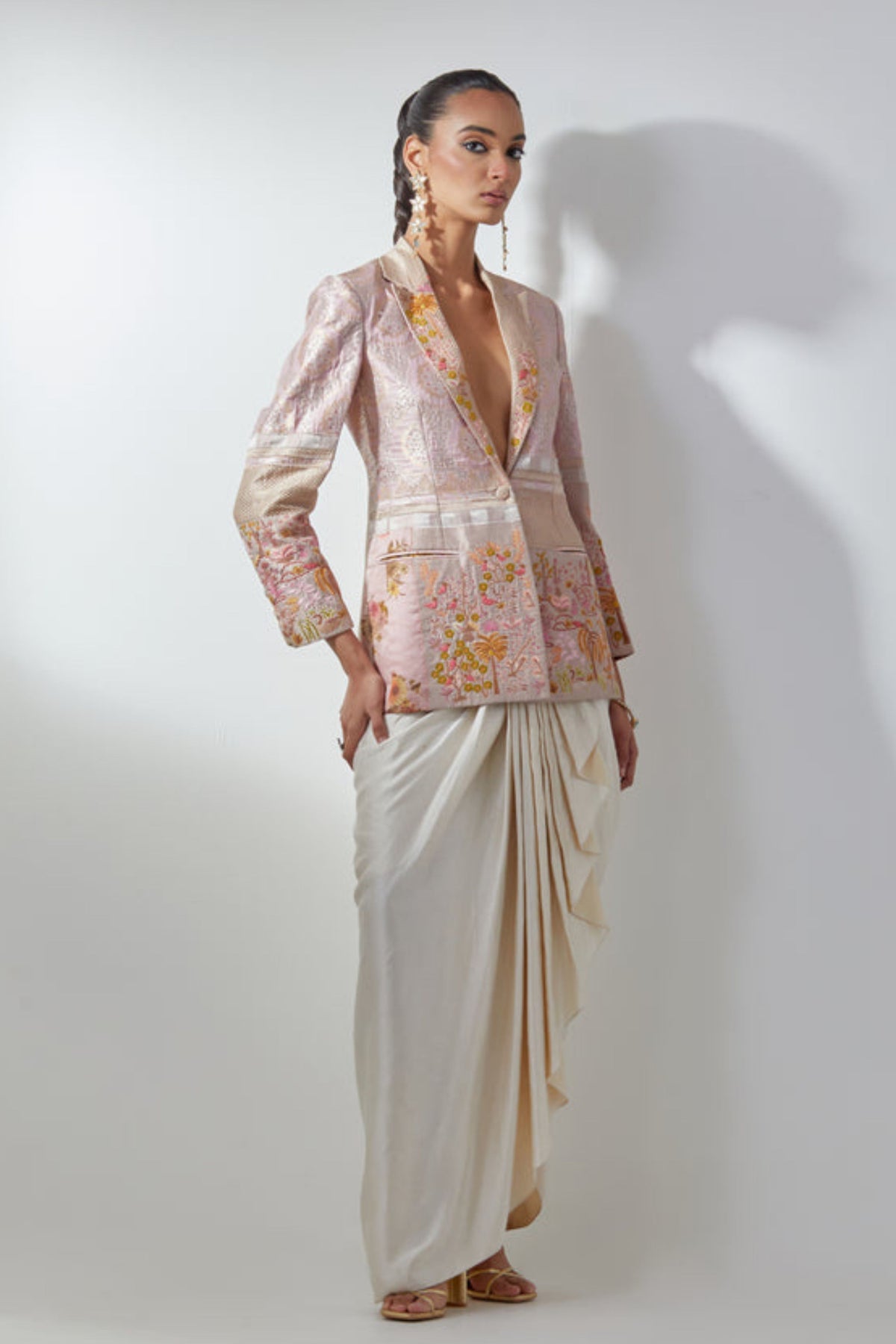 Pink Embroidery Blazer