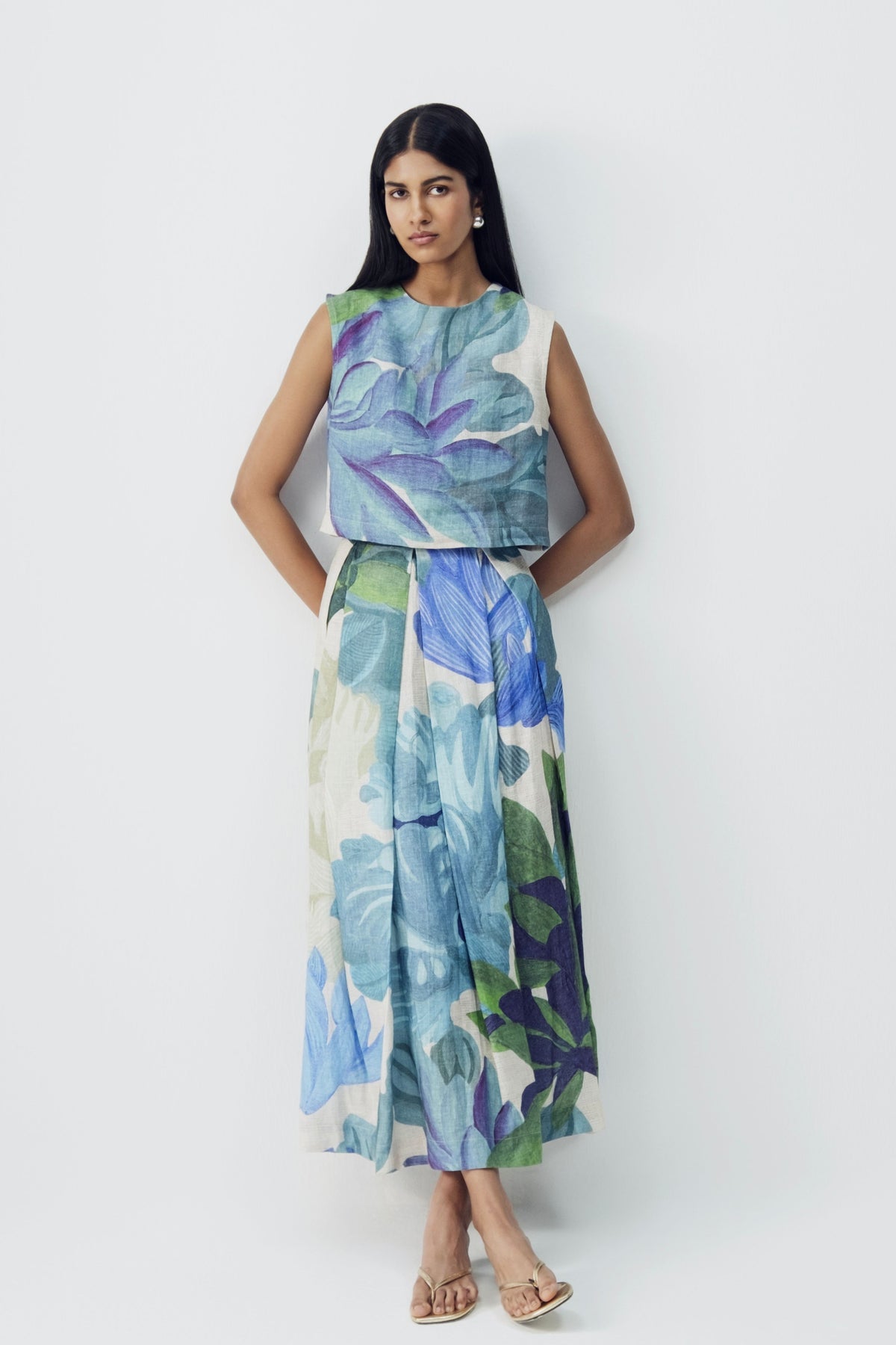 Garden Party Linen Top and Skirt Set