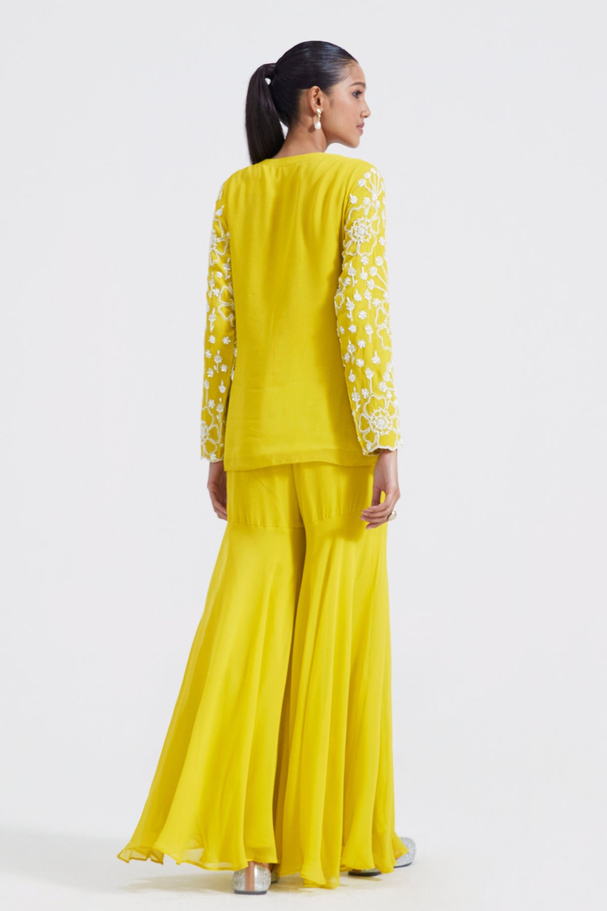 Lime Embroidered Gharara Set