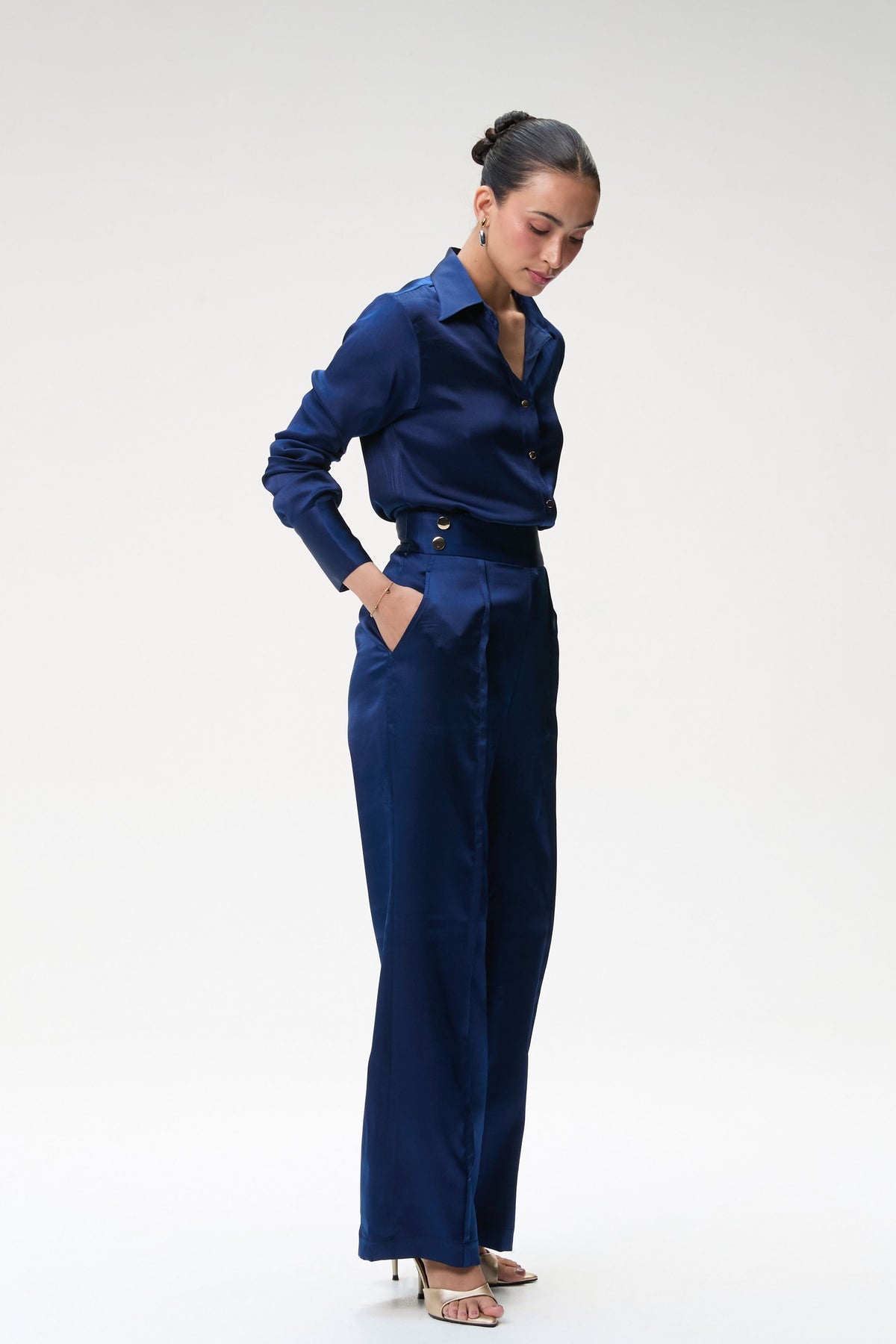 Midnight Blue Silk Shirt