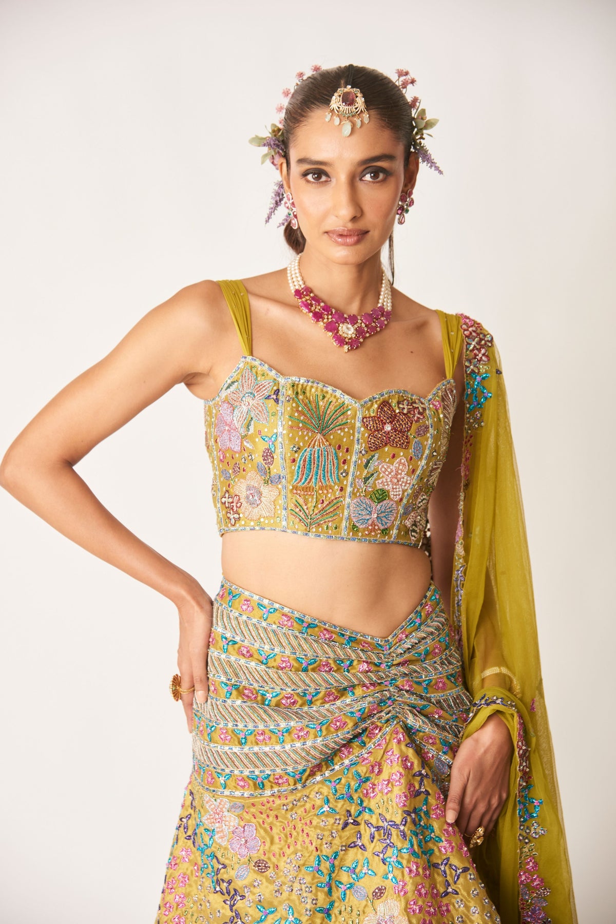 Olesia Ruched Lehenga Set