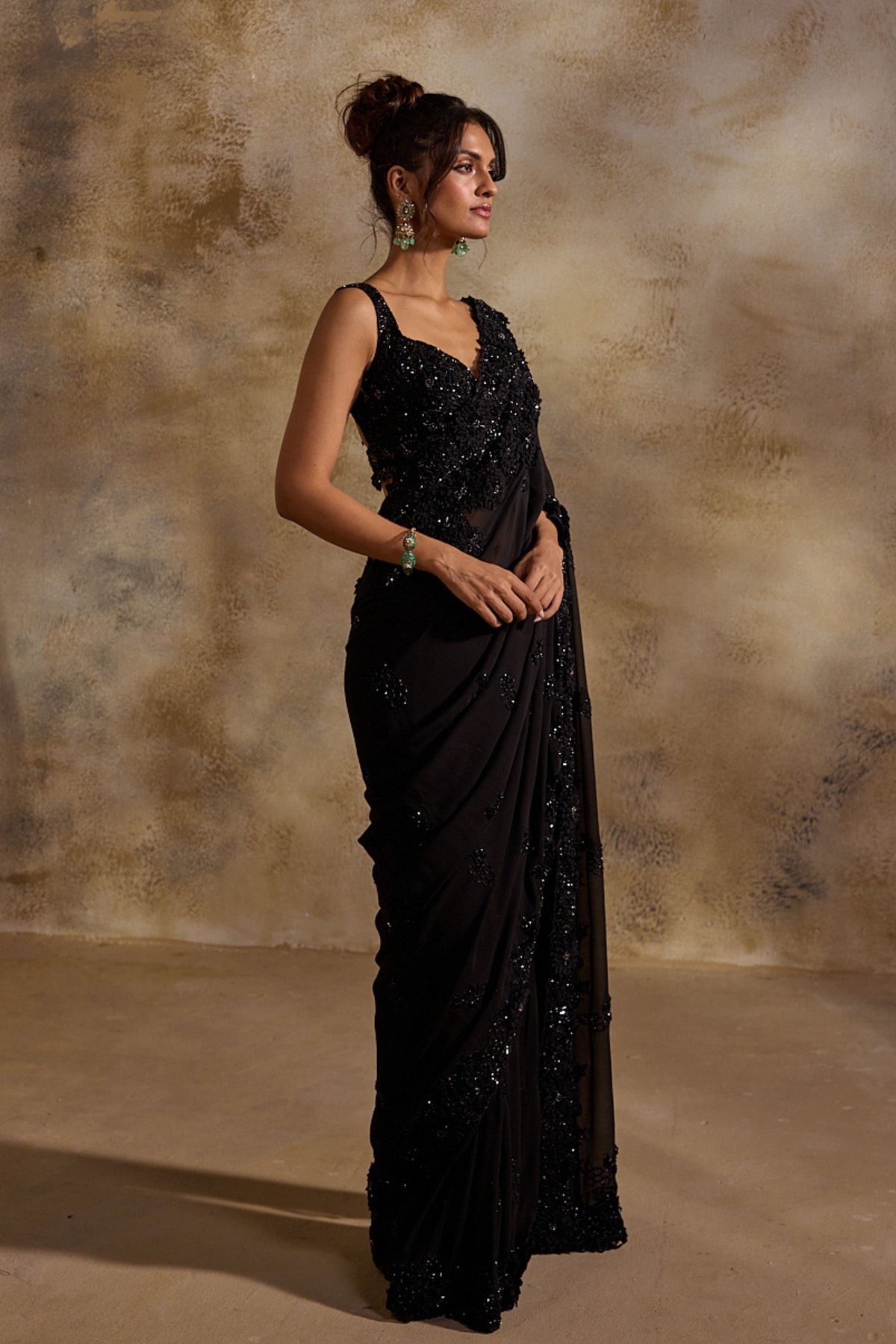 Black Sequins Saree