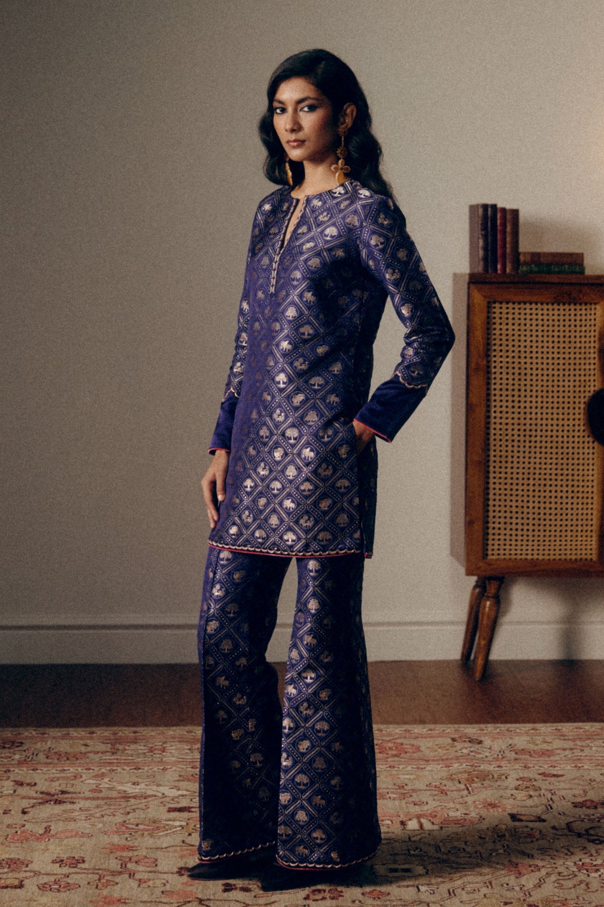 Colour Block Sapphire Tunic Set