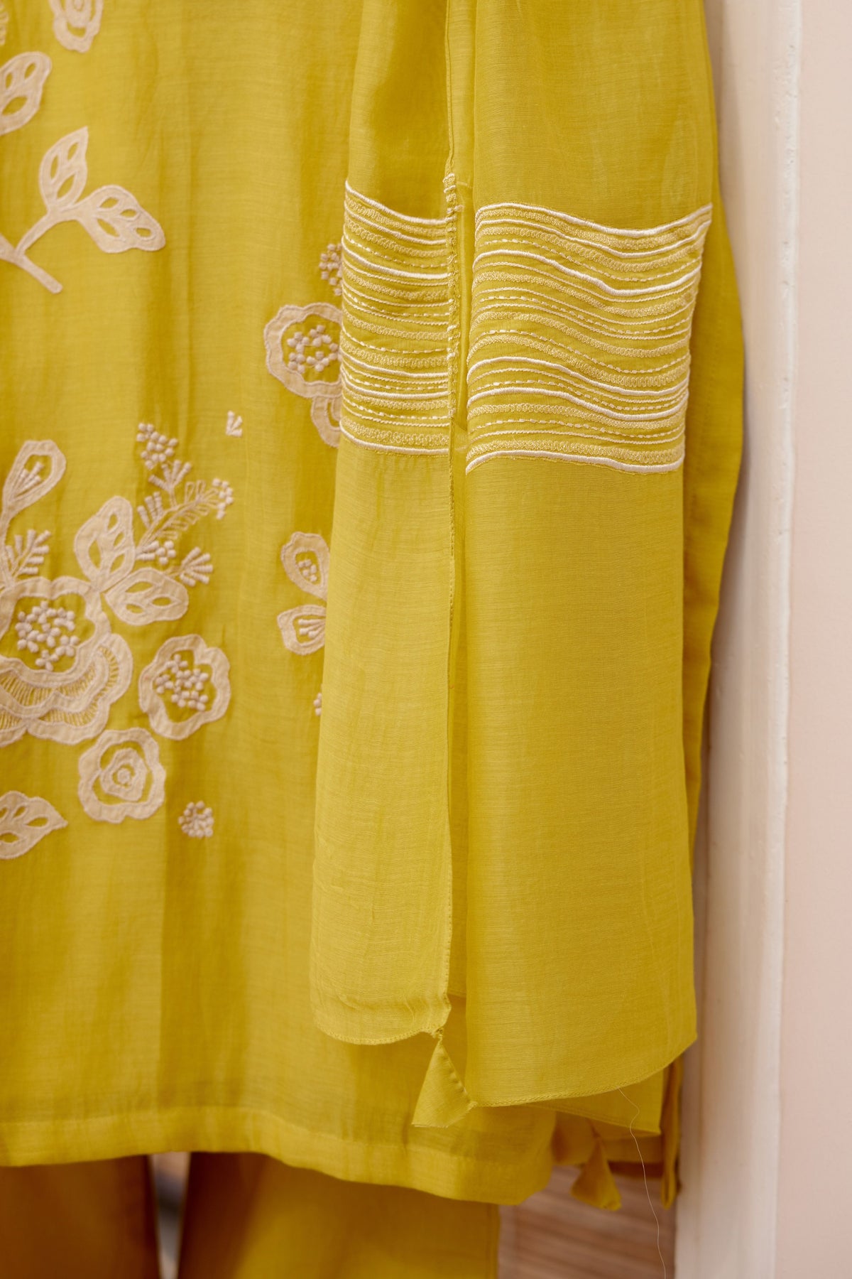 Citrine Floral Applique Kurta Set