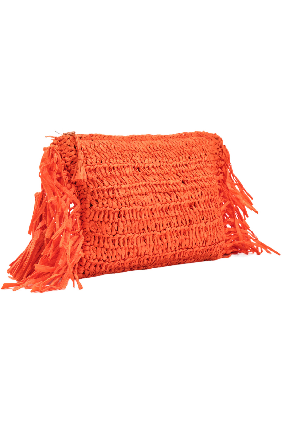 Raffia Clutch With Tassels