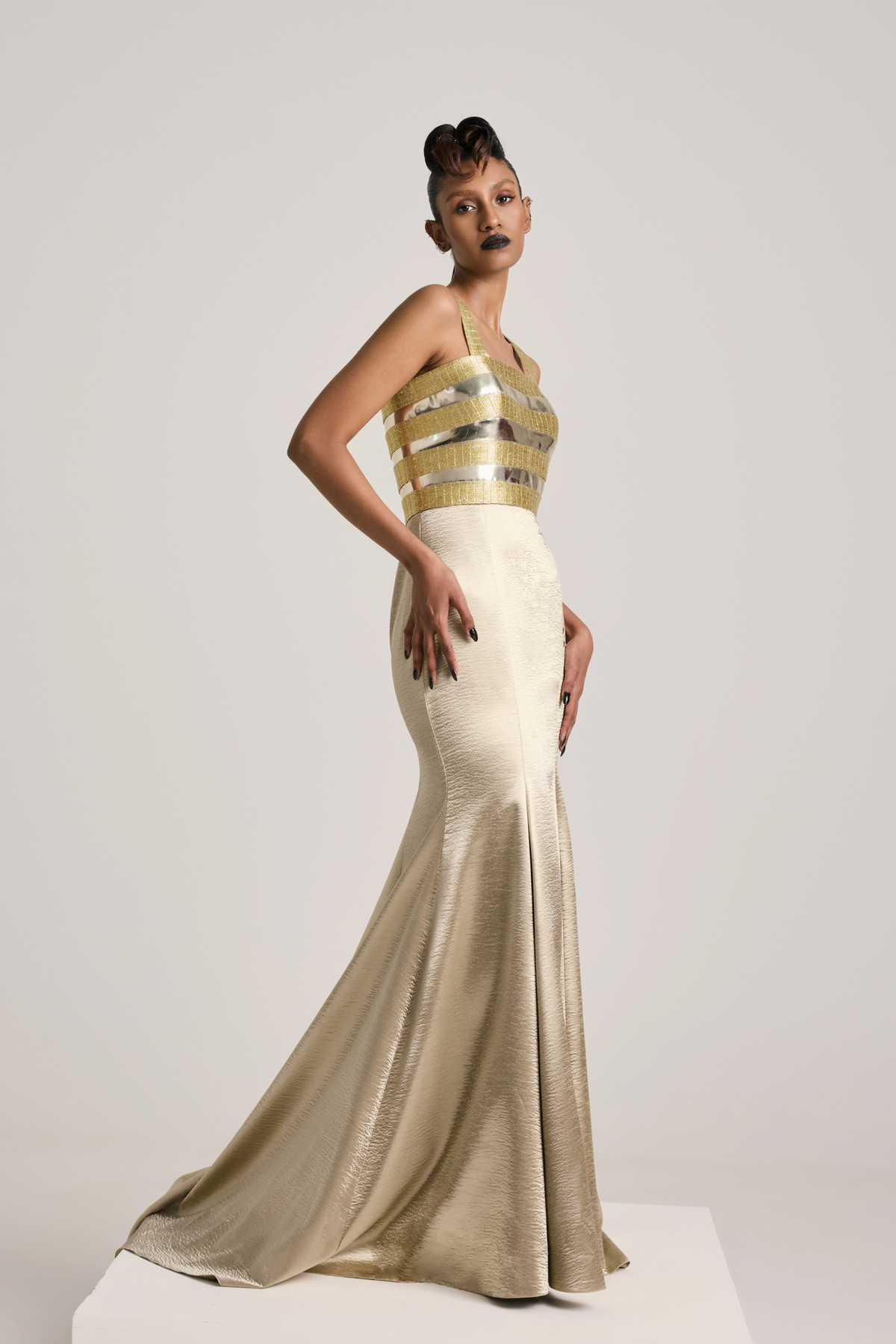 Metallic Fishtail Train Dress