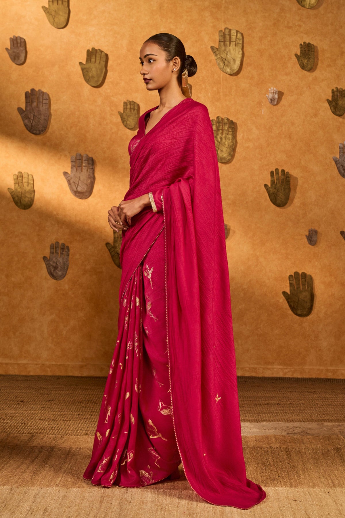 Pink Crane Dawn Saree