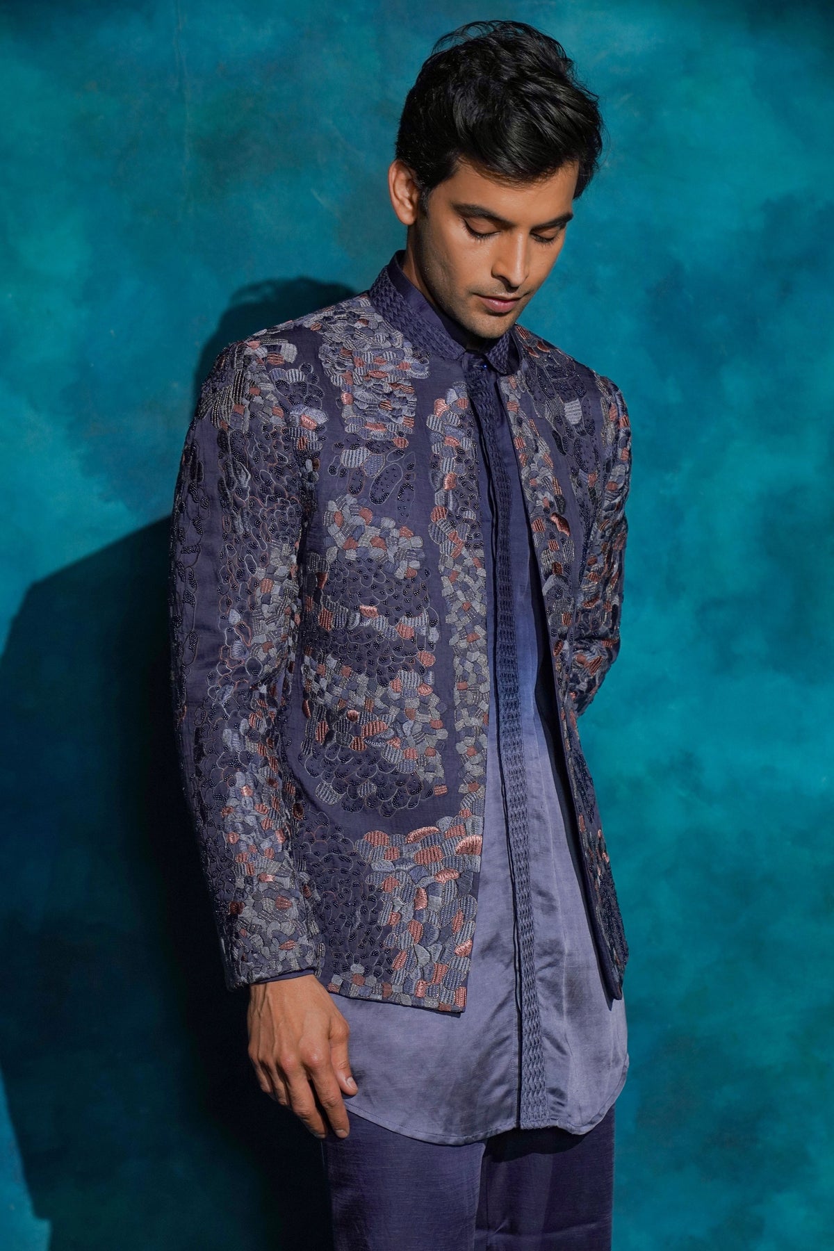 Oceanic Purple Short Jacket Set