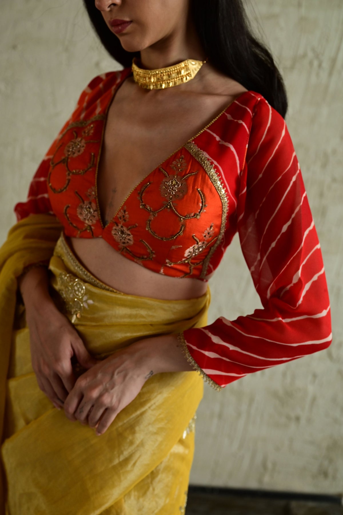 Coral Orange Madhuri Choli