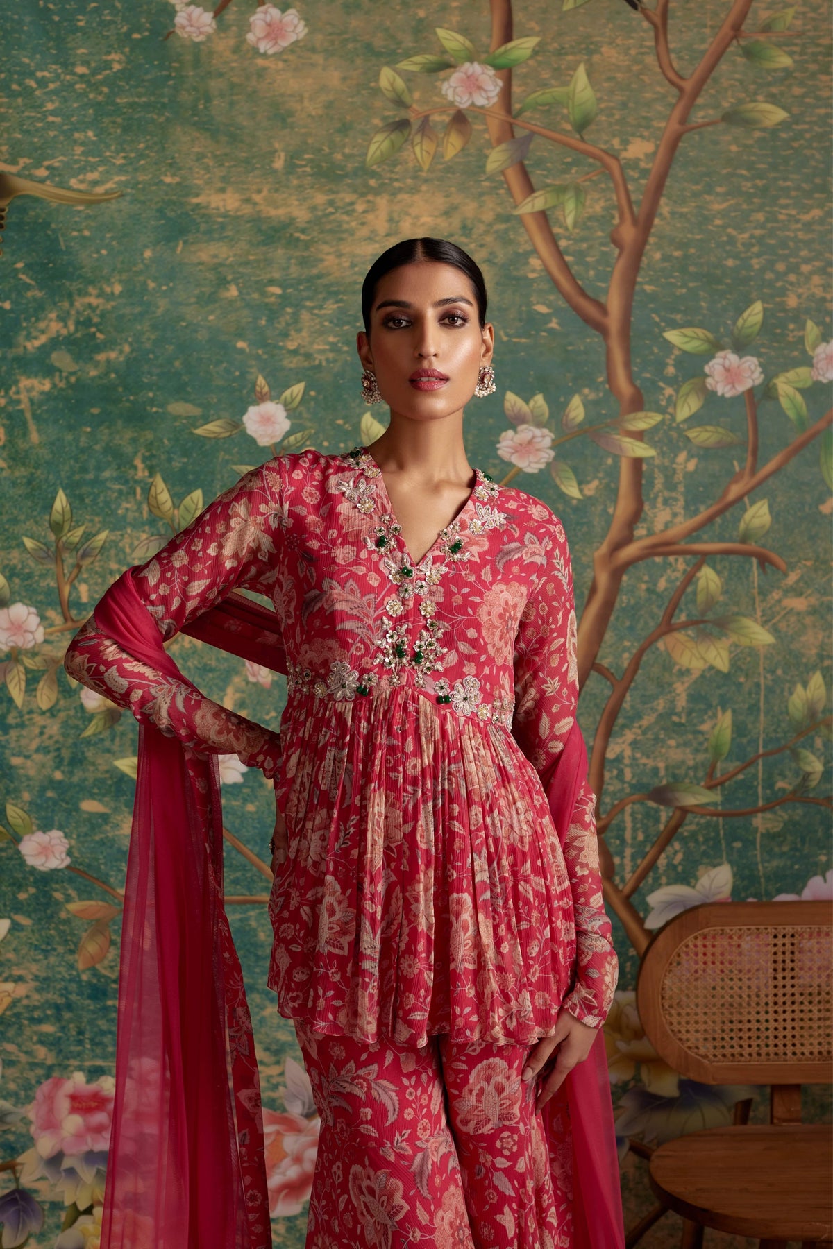 Awespiring Royal Fuschia Sharara Set