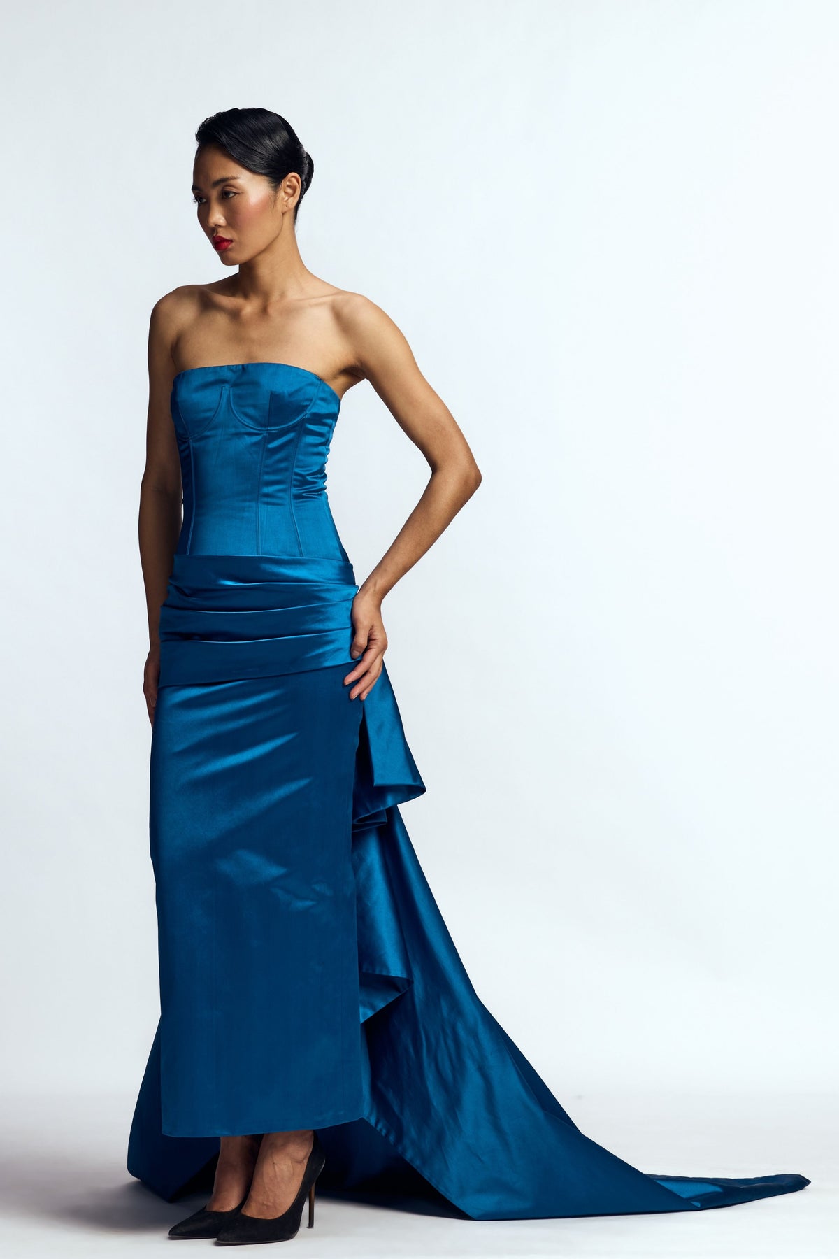 Structured Draped Column Gown