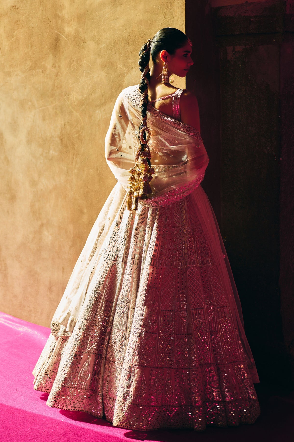 Blush Pink Organza Lehenga Set