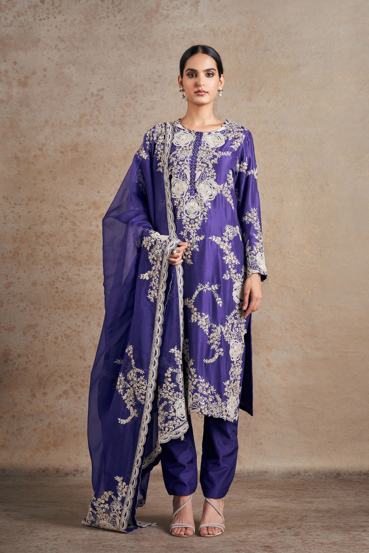 Classic Purple Dori Kurta Set.