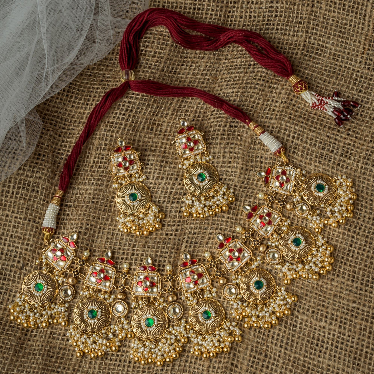 Gold Plated Green Kundan Set