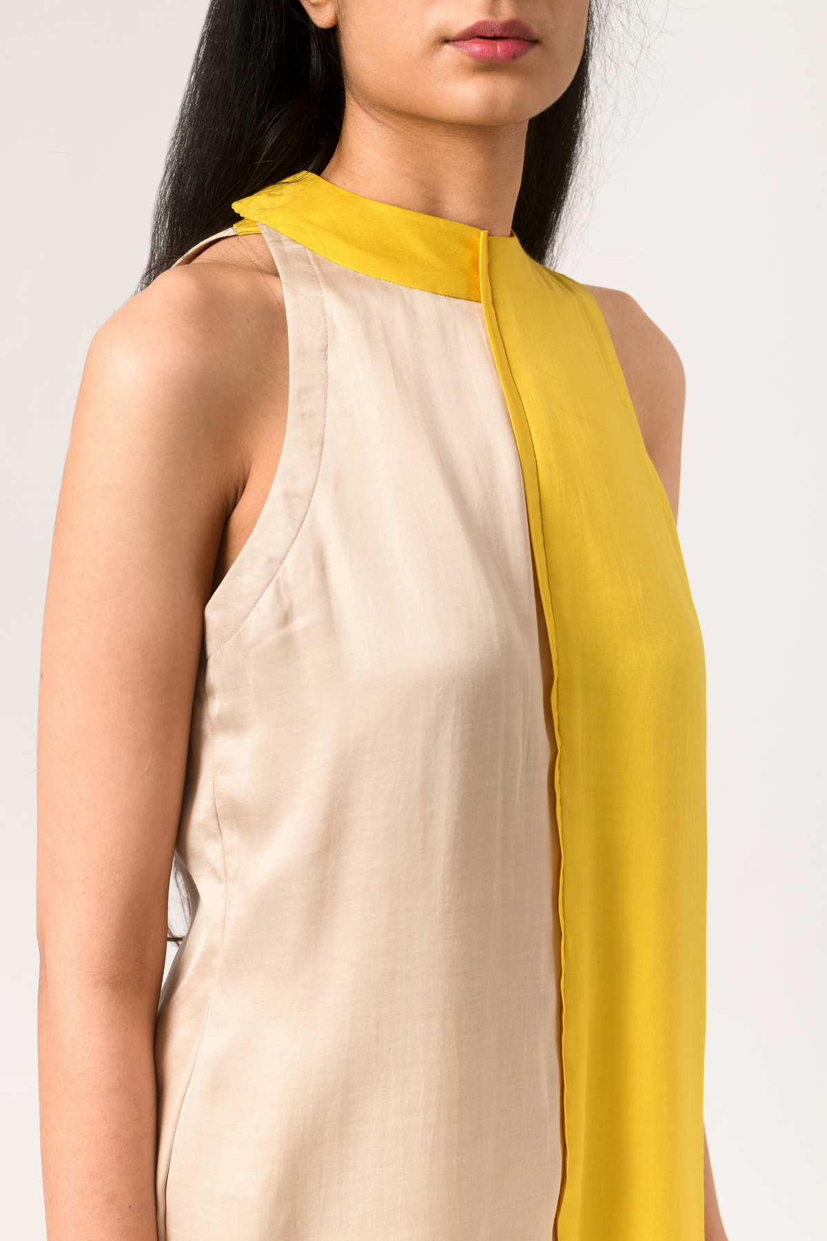 Ecru yellow halter neck top