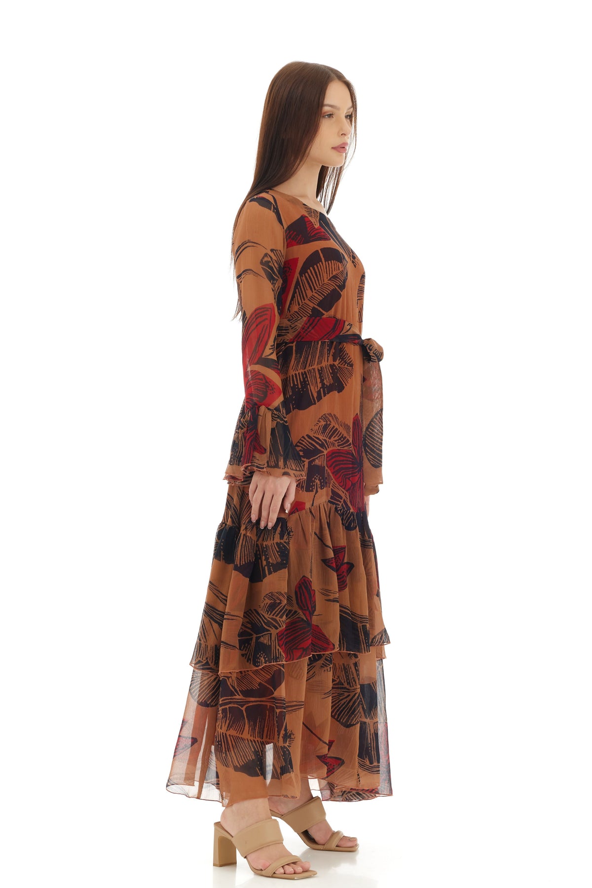 Orange Floral Long Dress