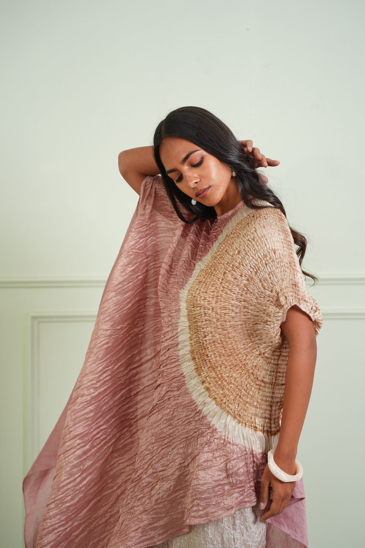 Shibori Tissue Asym Kaftan