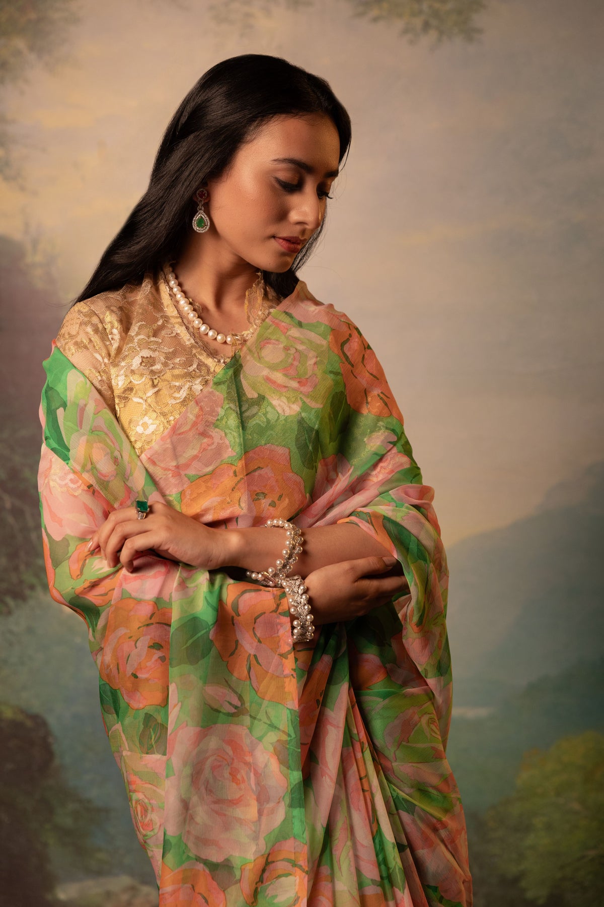 Urvashi Printed French Chiffon Saree