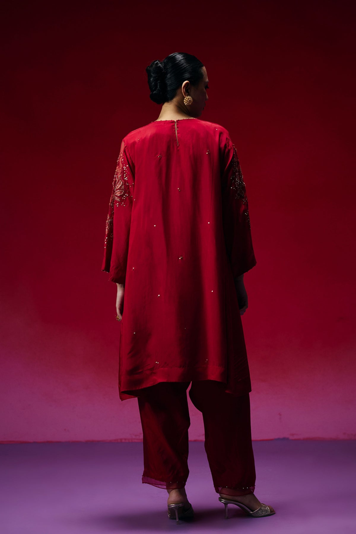 Ruby Floral Appliqué Kurta Set