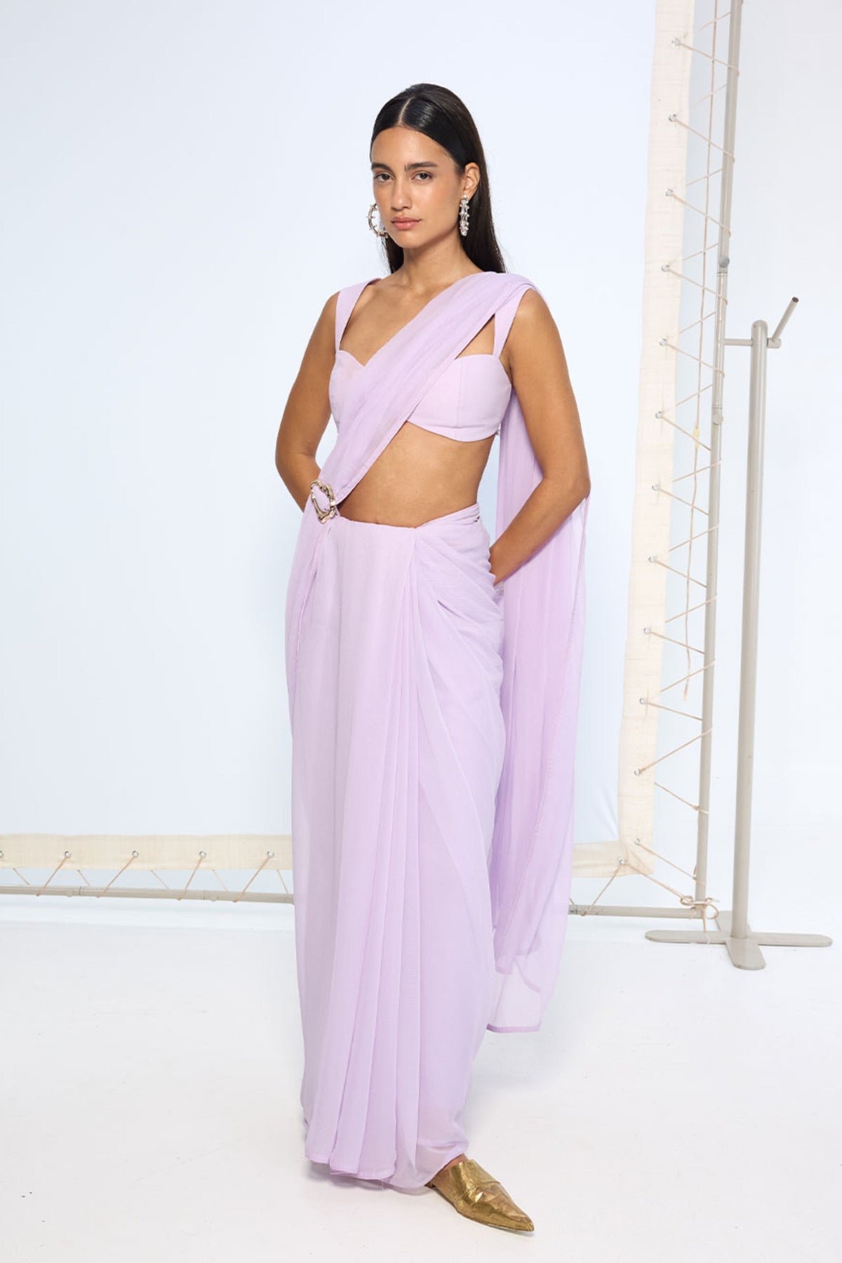 Lavender Brooch Saree