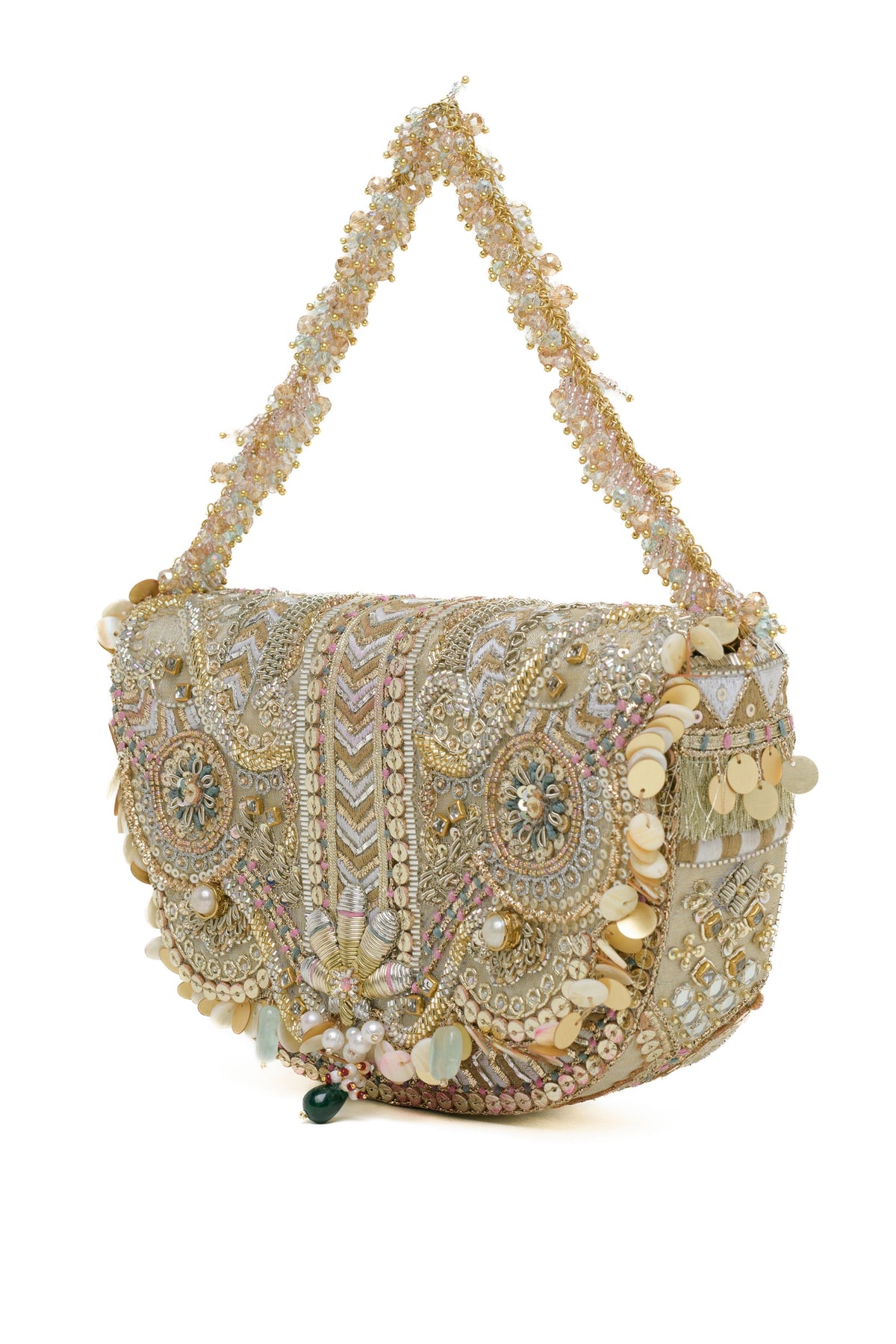 Gold Silver Rangrez Flapover Clutch