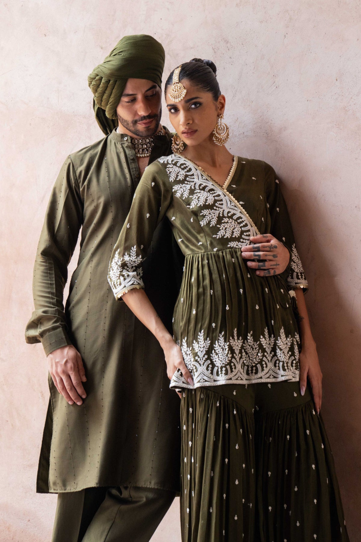Olive Forest Sharara Set