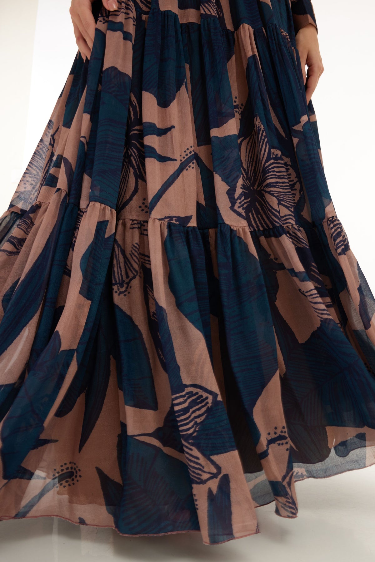 Orange and Blue Floral Skirt