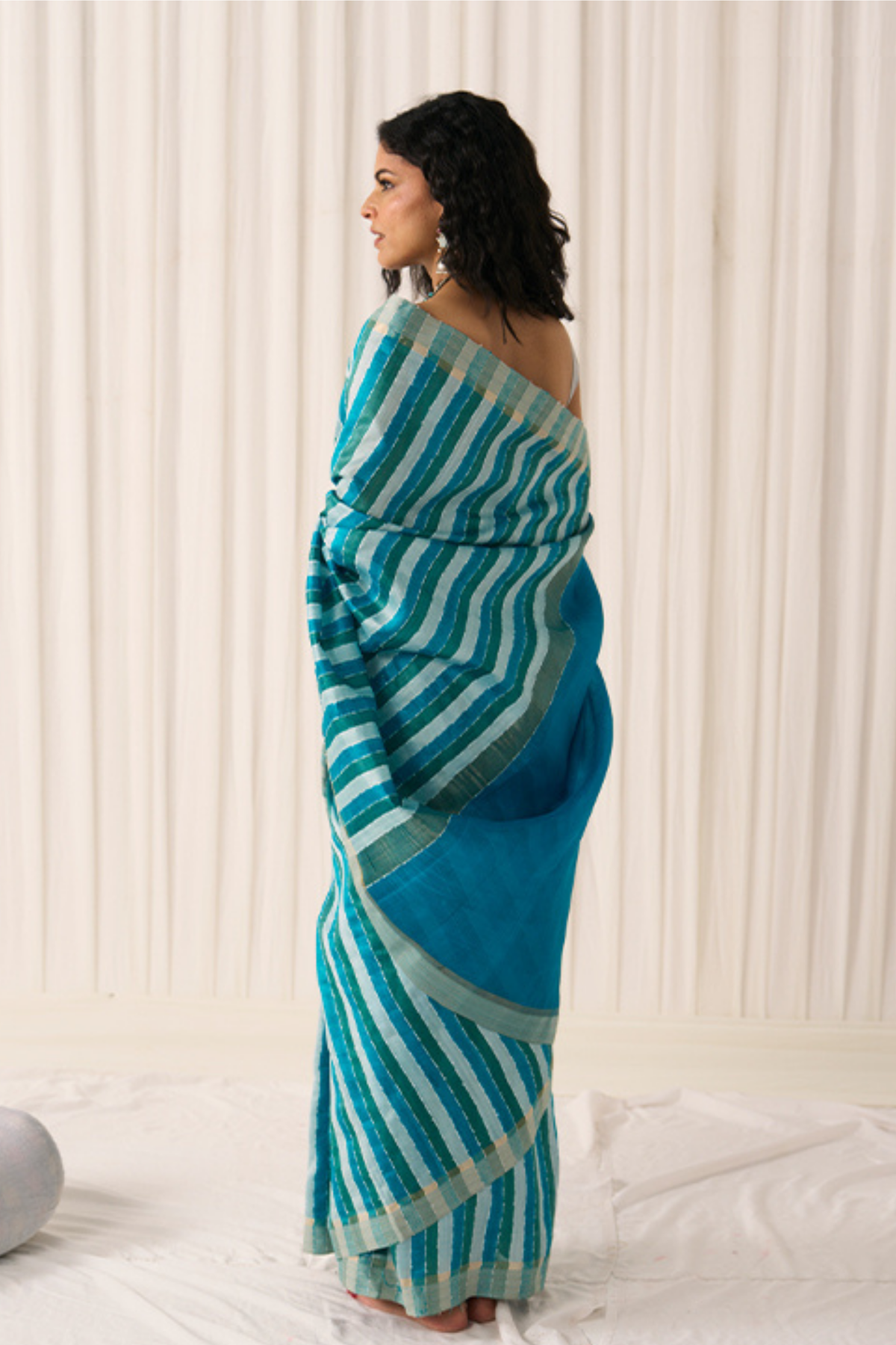 Turquoise Pankti  Saree