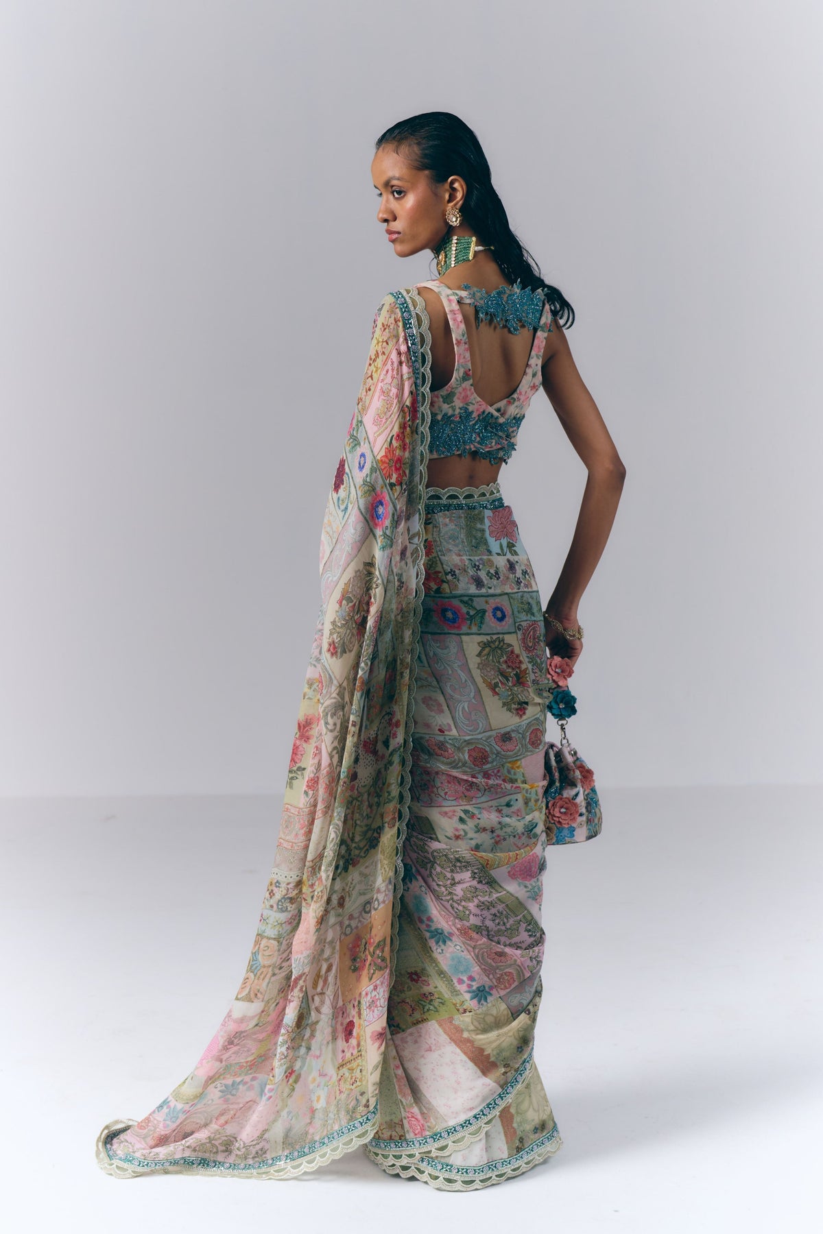 Botanical Mosaic Saree