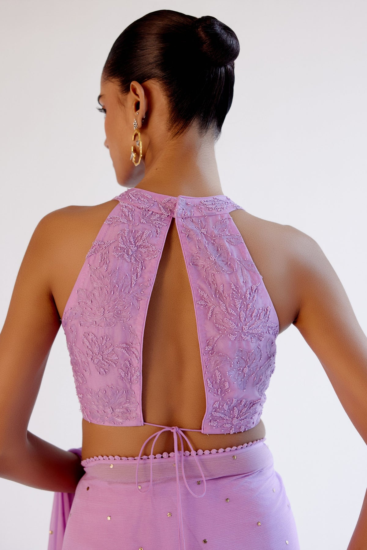 Lilac Mukaish Saree Set