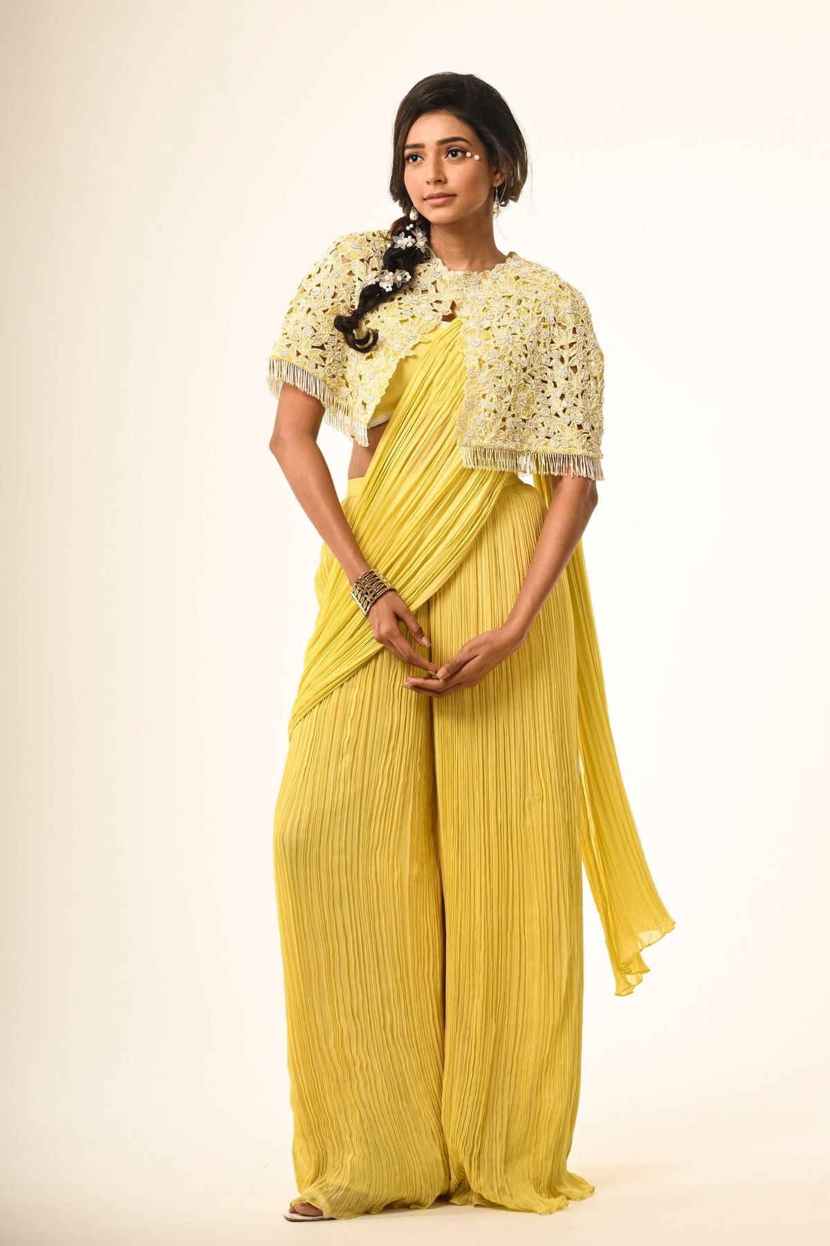 Floral Cutwork Cape Set