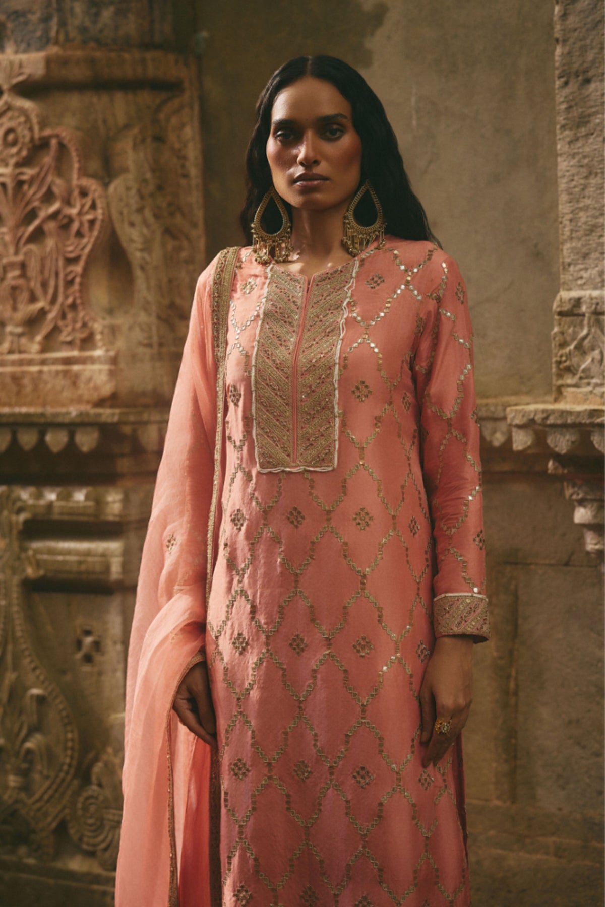 Rose Jaipur Gota Kurta Set