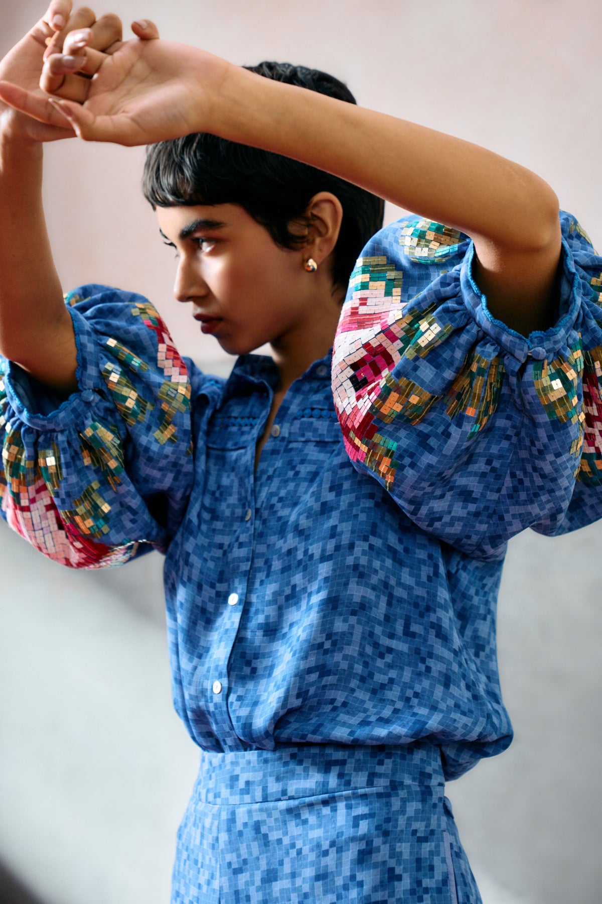 Capri Balloon Shirt Blue