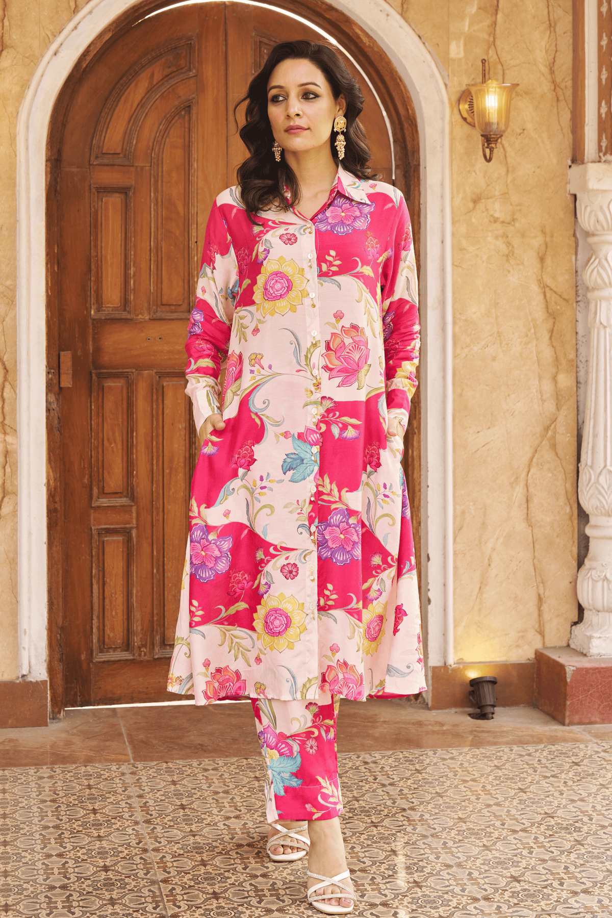 Ruya Floral Pink Tunic Set