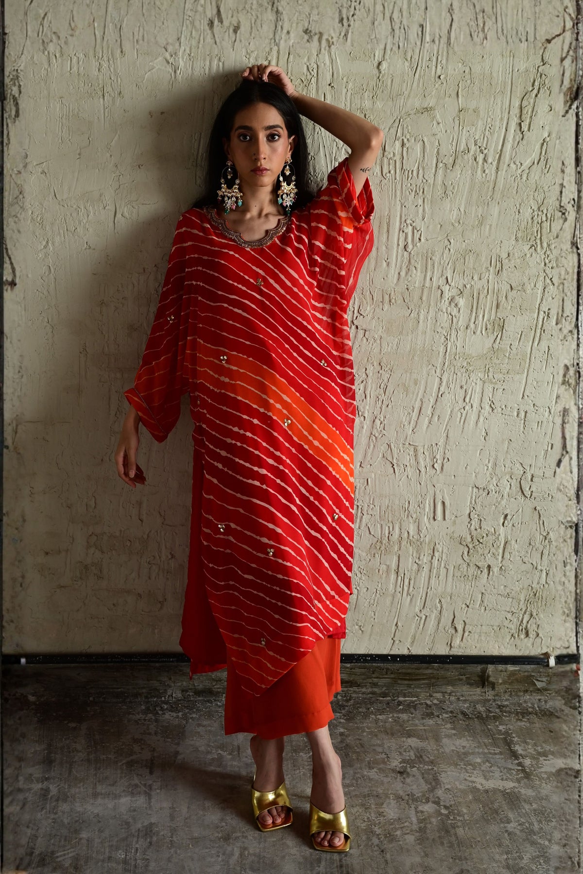 Tangerine Orange Leheriya Pant Set
