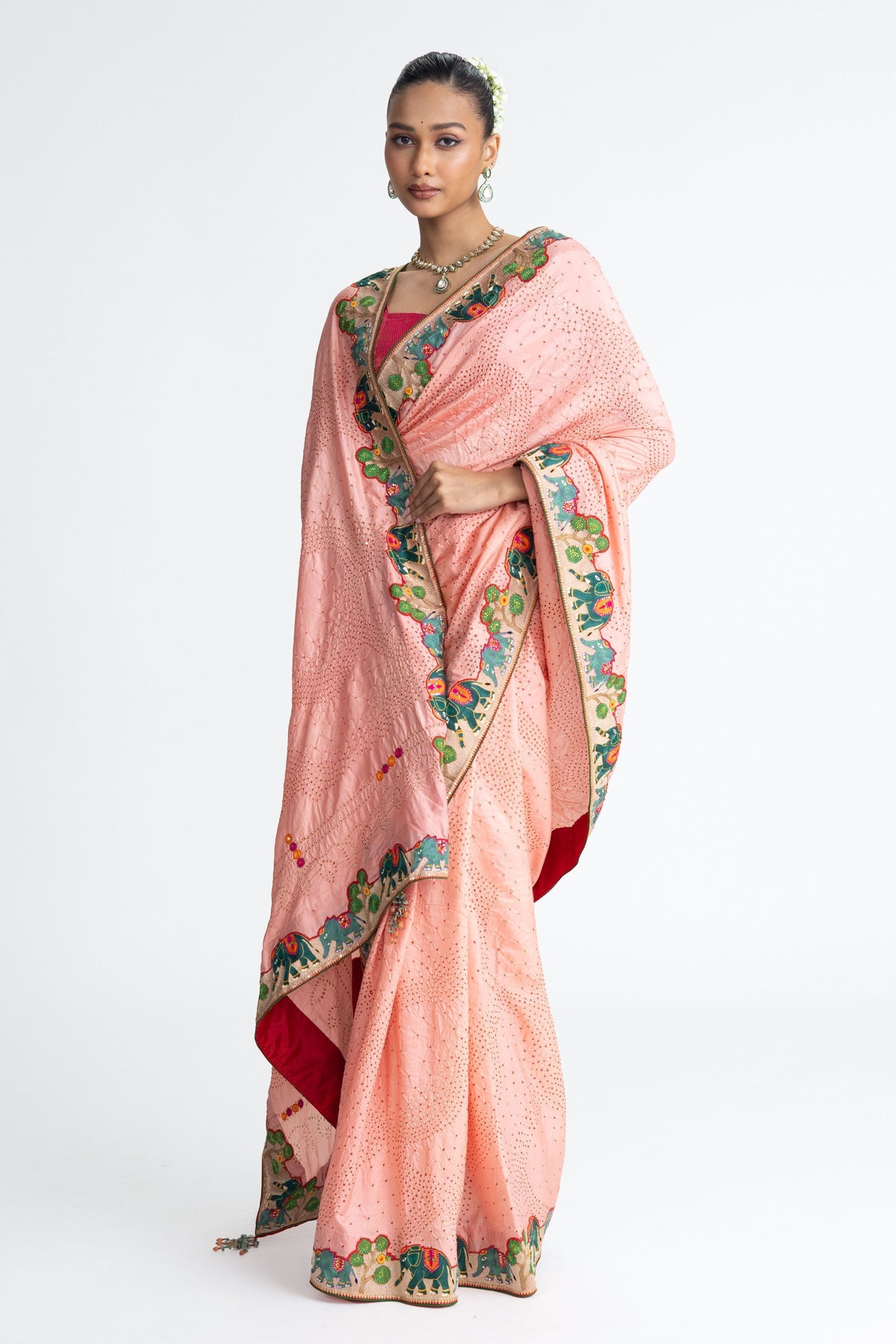 Peach Aari Saree