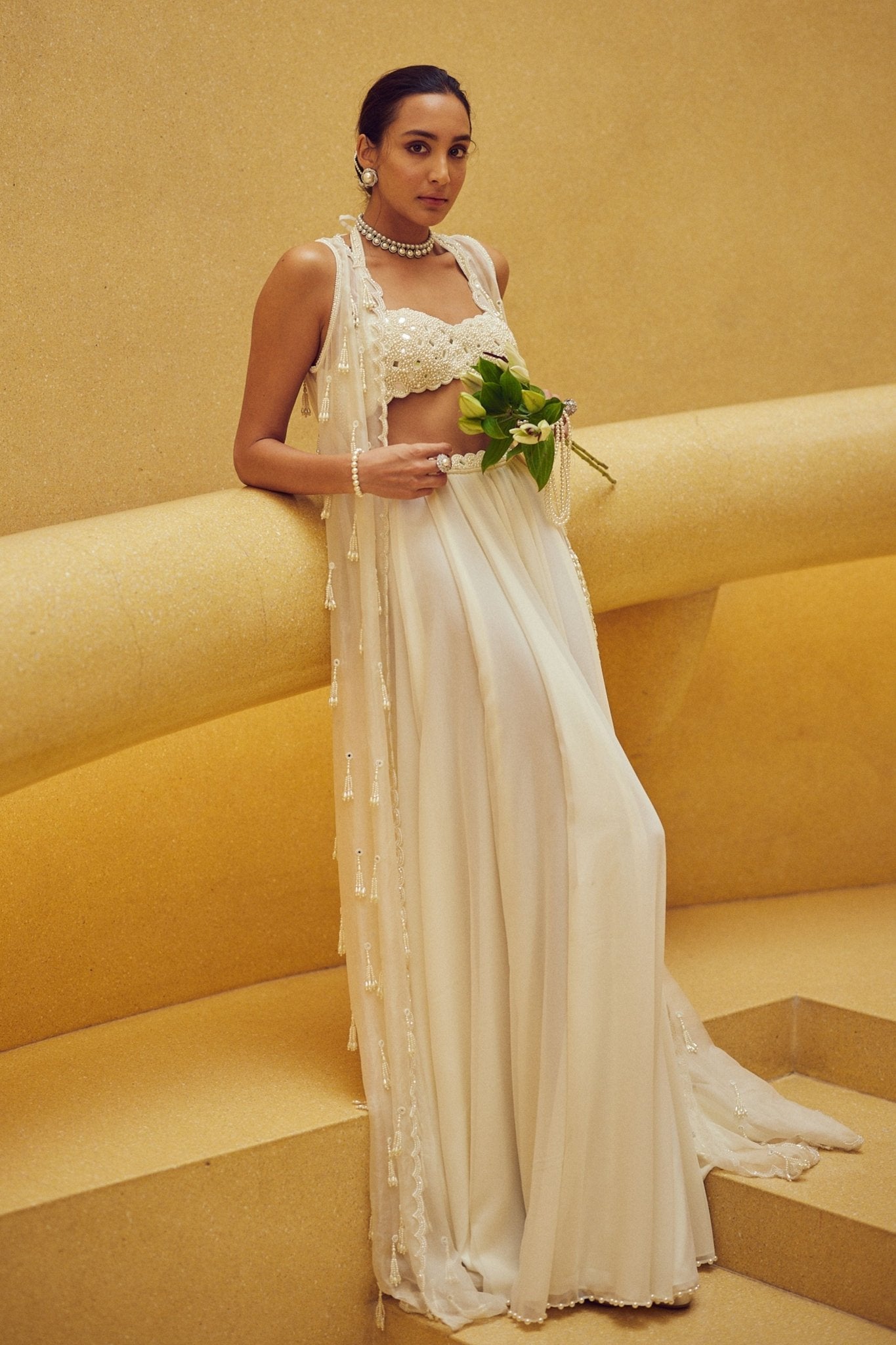 Pearl and Mirror Jacket Set - Vvani by Vani Vats - Elahe