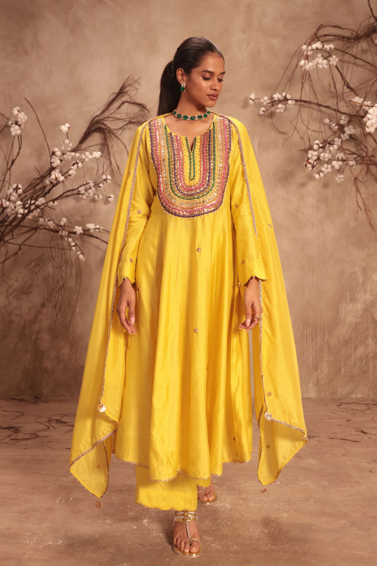 Yellow Anarkali Set