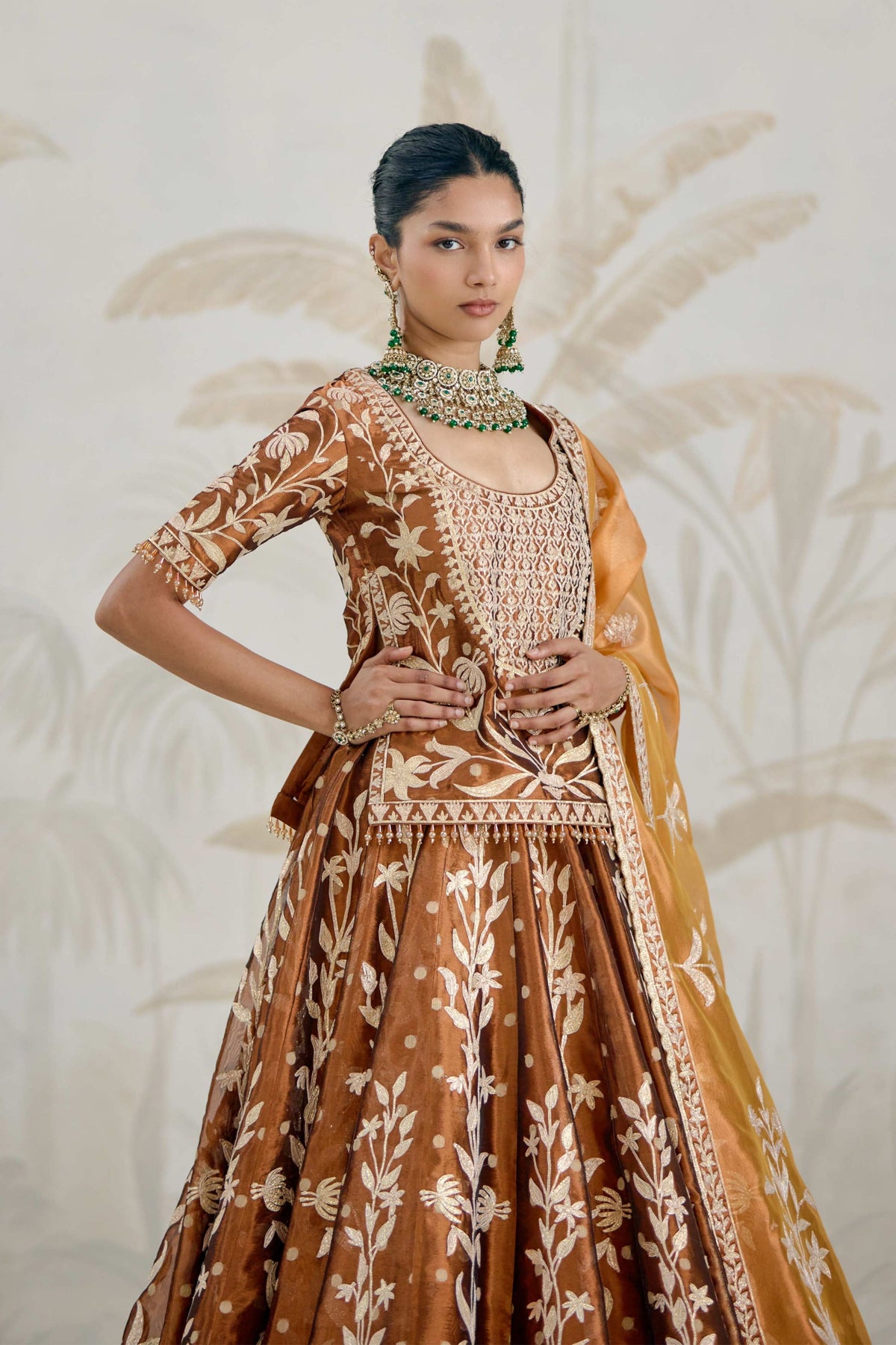 Coffee Brown Kurti-lehenga Set
