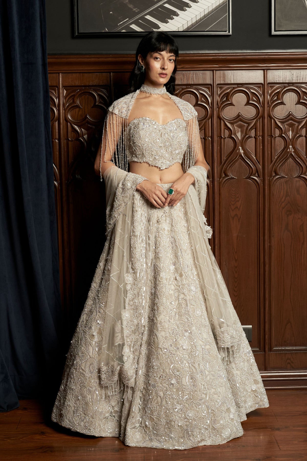 Grey Bridal Lehenga Set