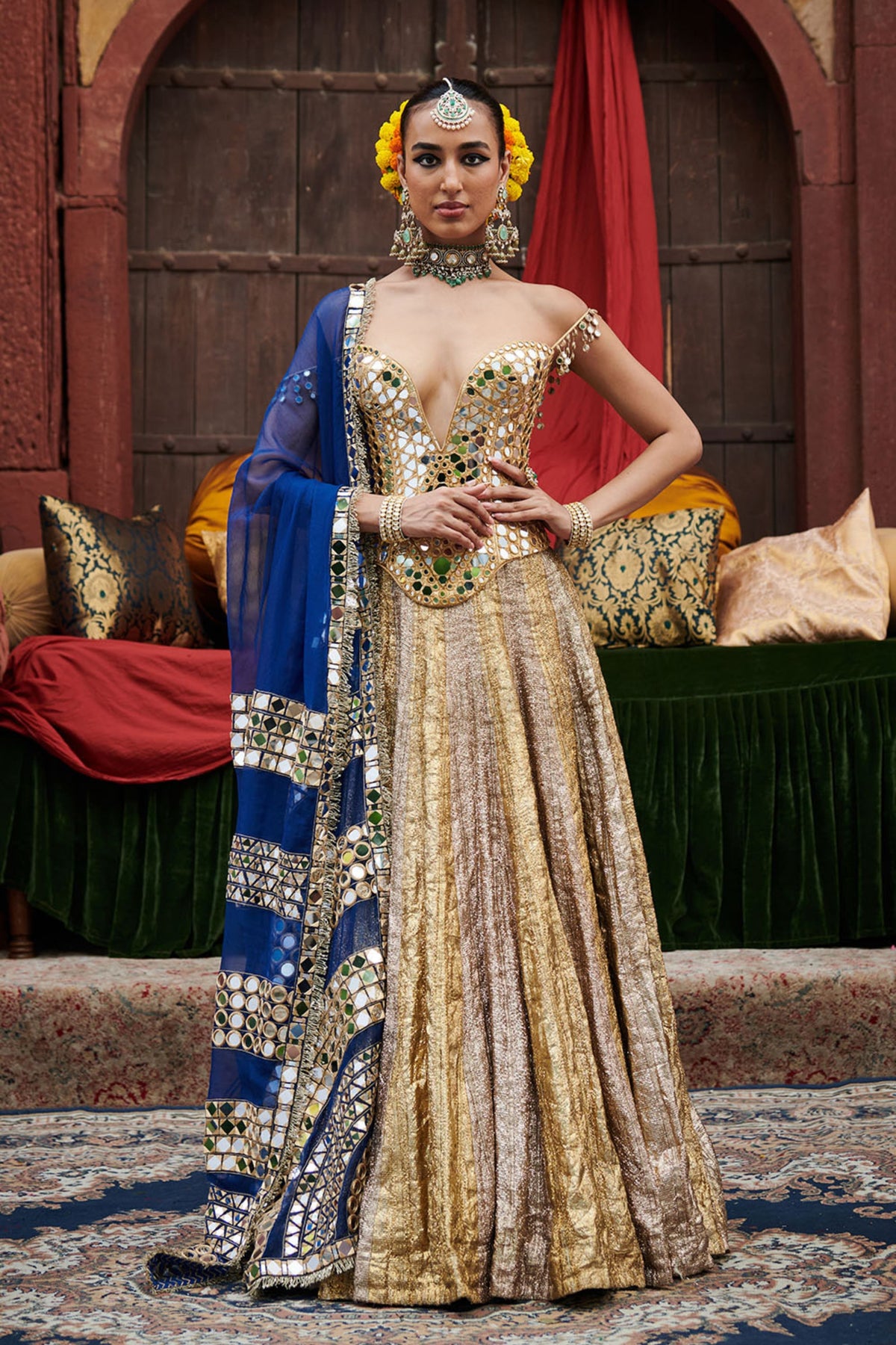 Chaandi Sona Stripes Lampi Lehenga Set