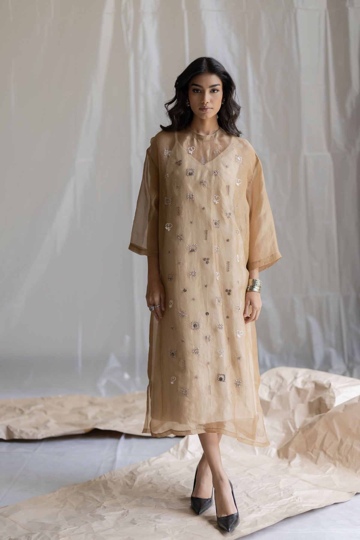 Beige Organza Dress