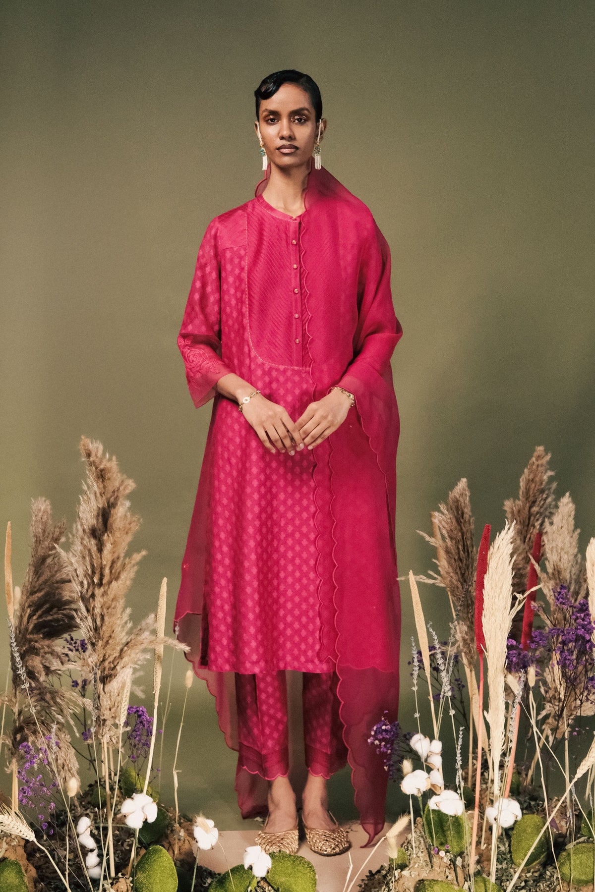 Fuchsia Banarsi Tunic Set