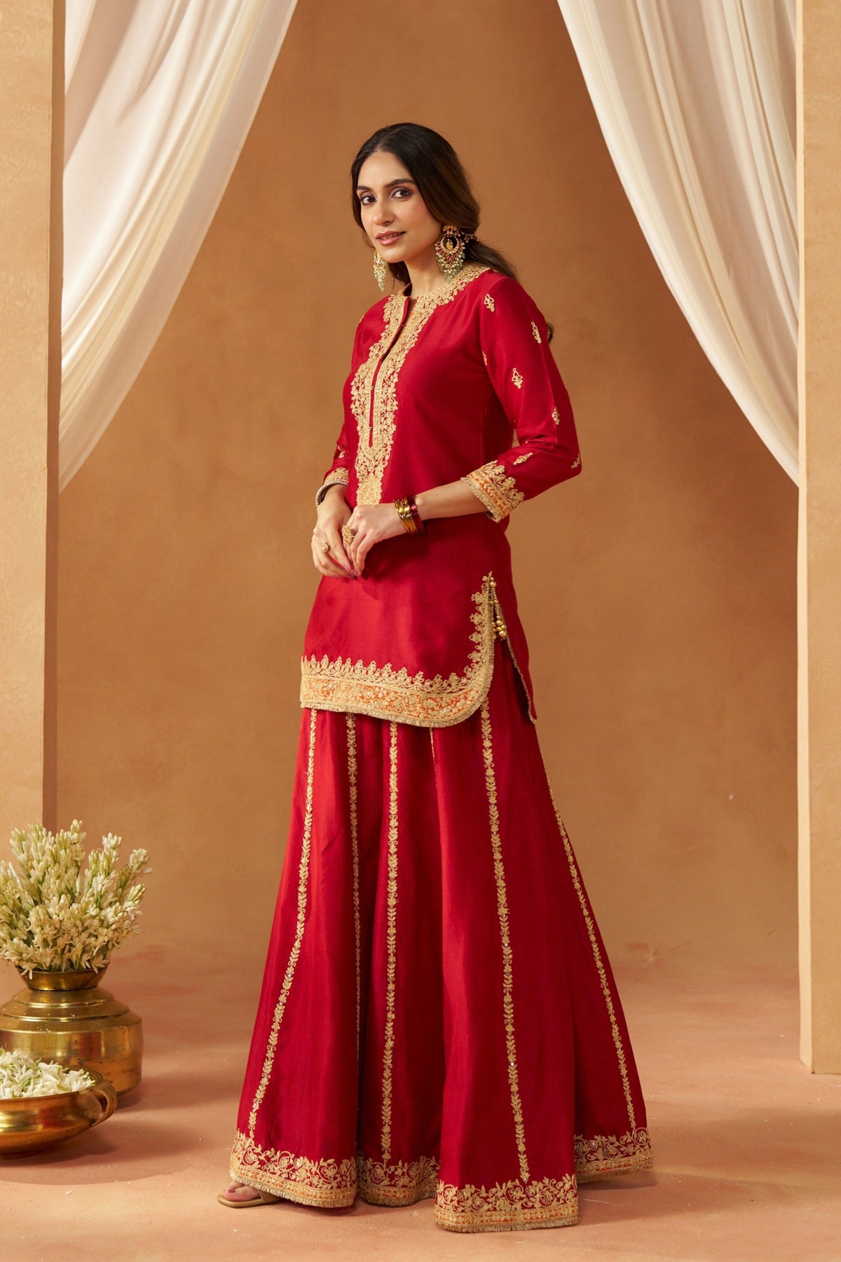 Fadiya Deep Red Sharara Set