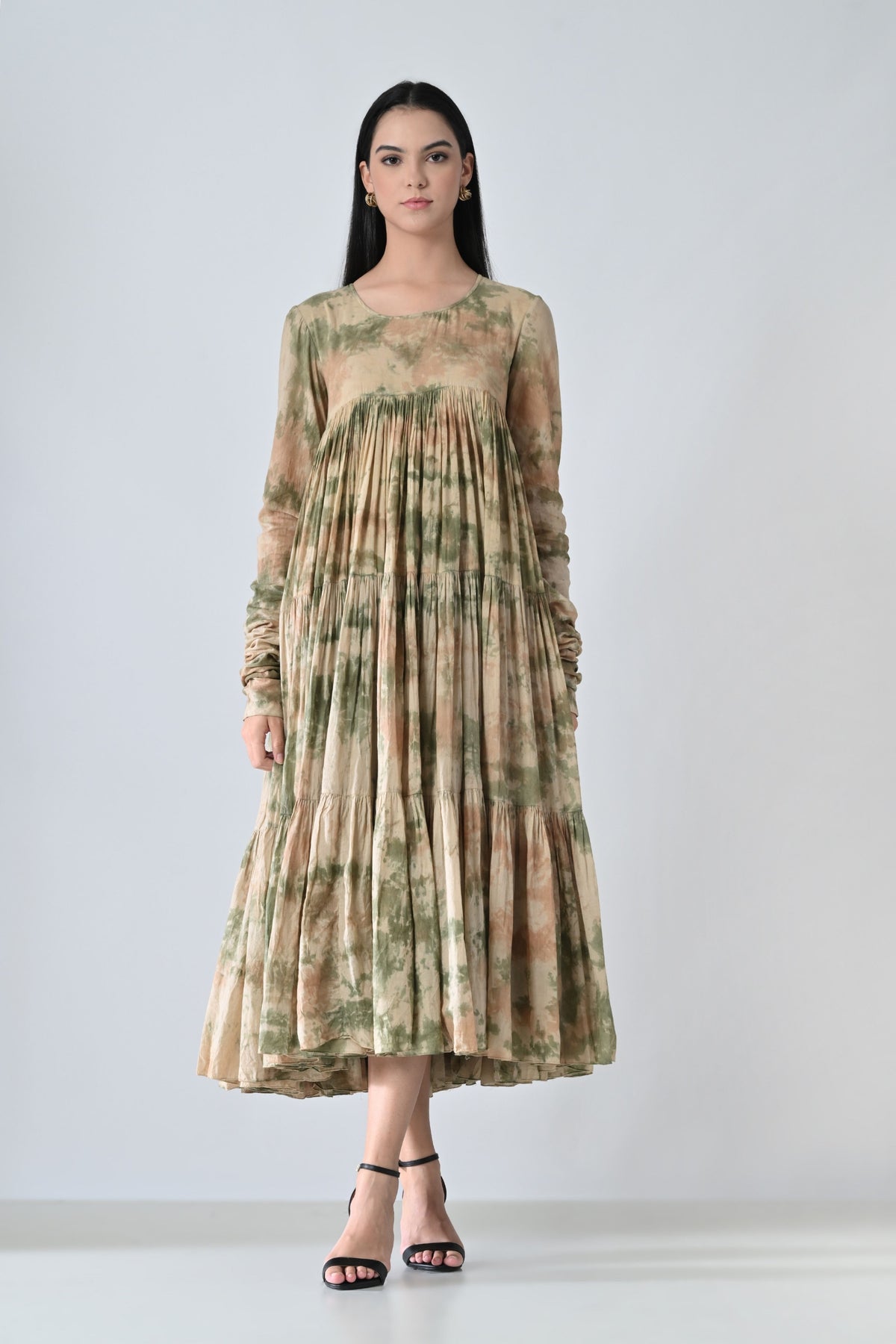 Beige Mist Tiered Midi Dress