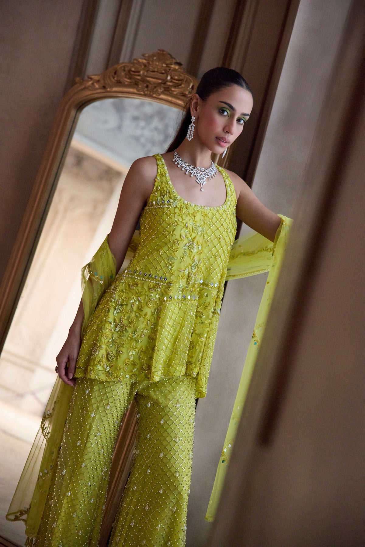 Neon Green Short Kurta Set