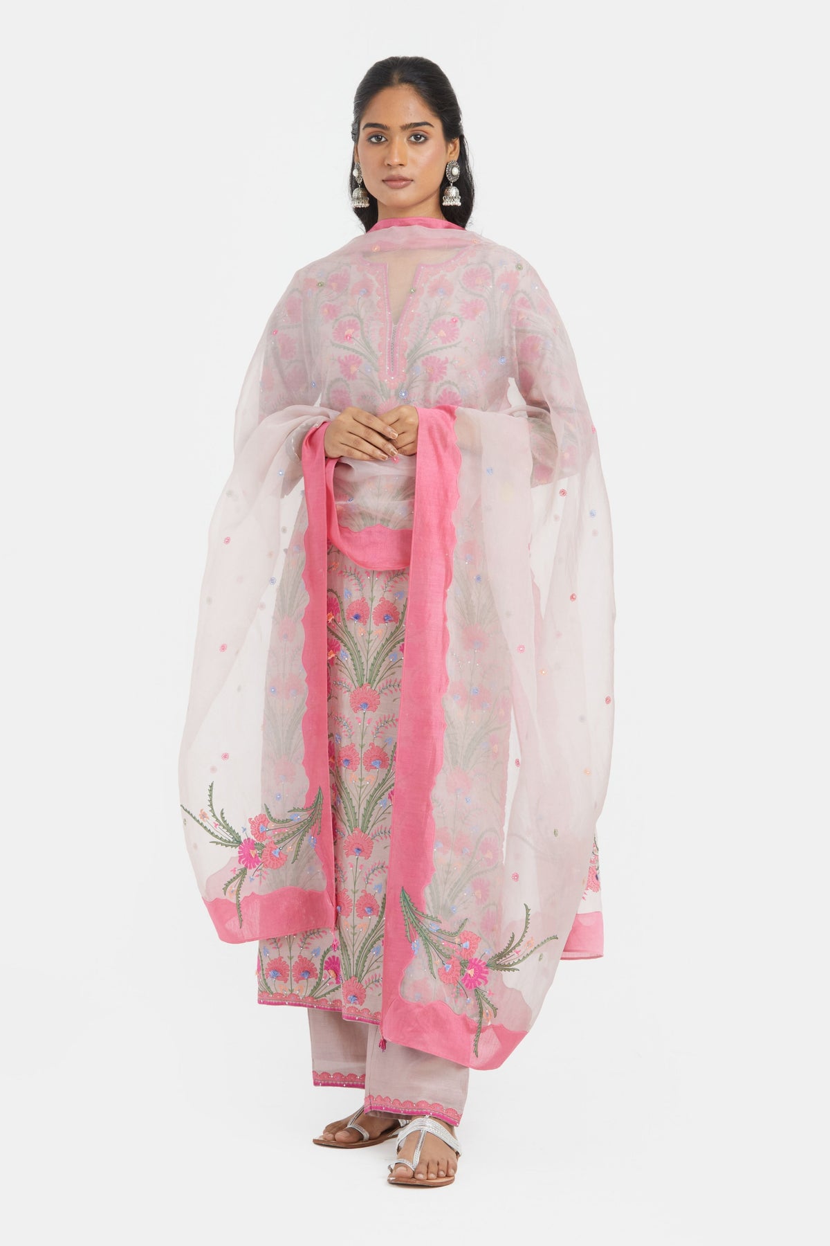 Appliqué Floral Lilac Kurta Set